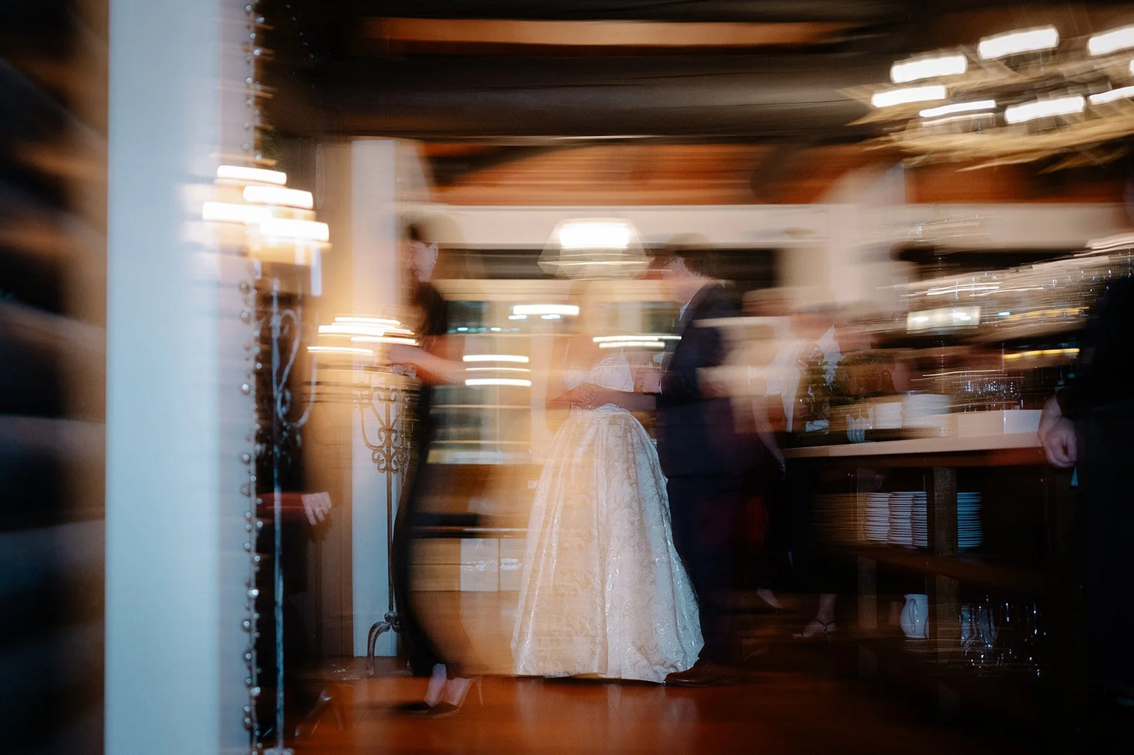 candid wedding reception moments during a small wedding at il nido in seattle