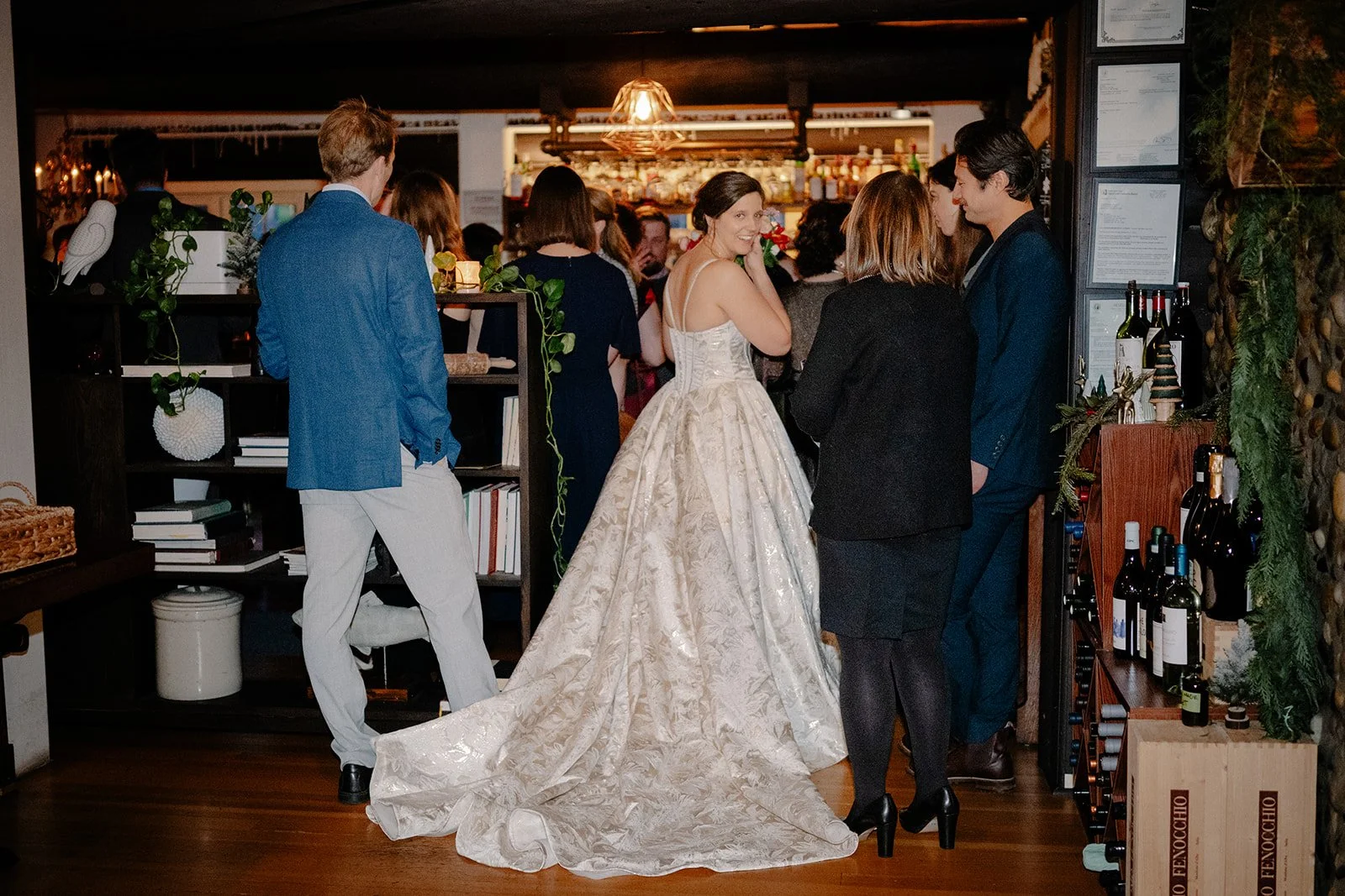 candid wedding reception moments during a small wedding at il nido in seattle