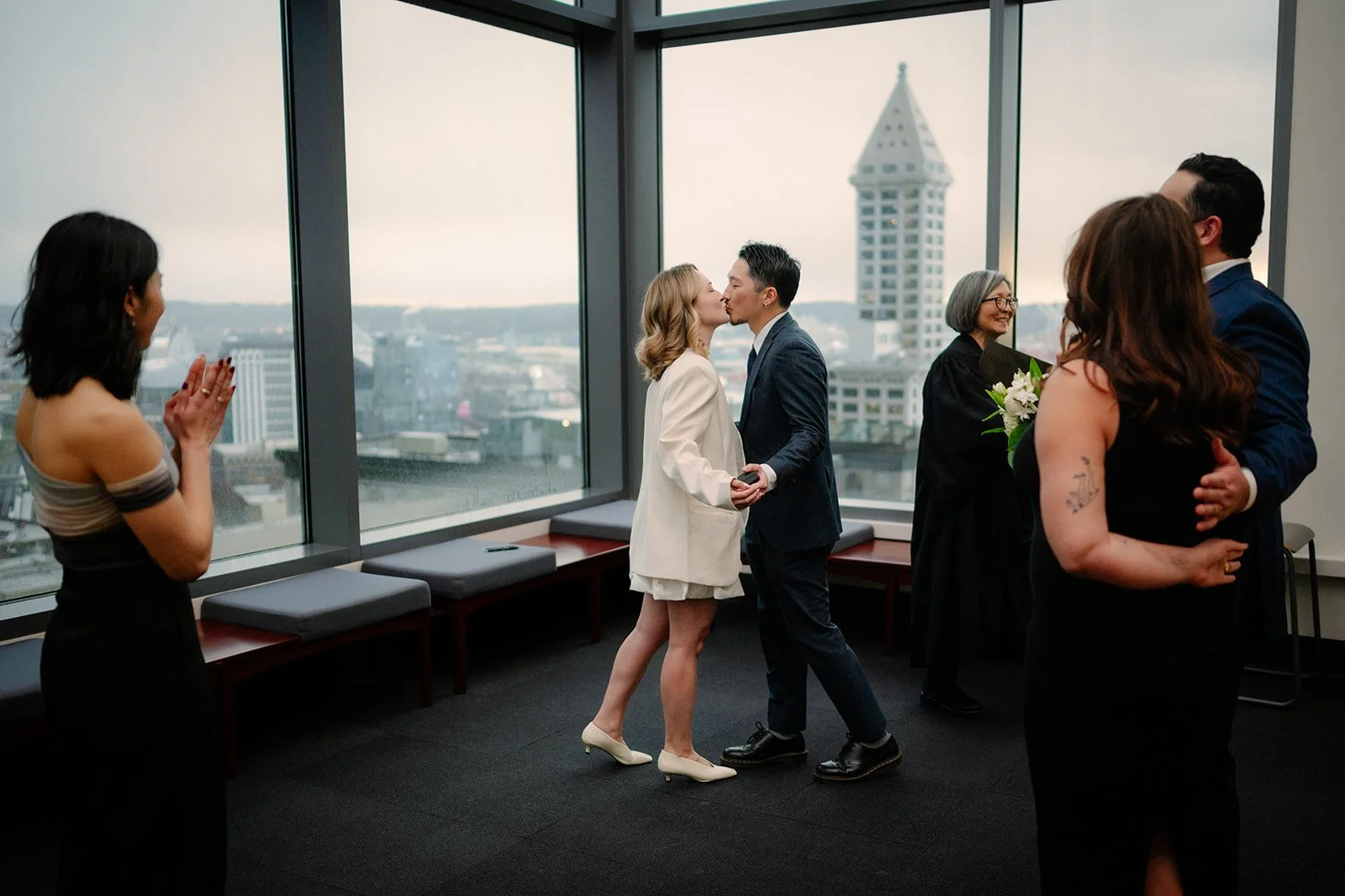 seattle municipal court wedding ceremony with city views