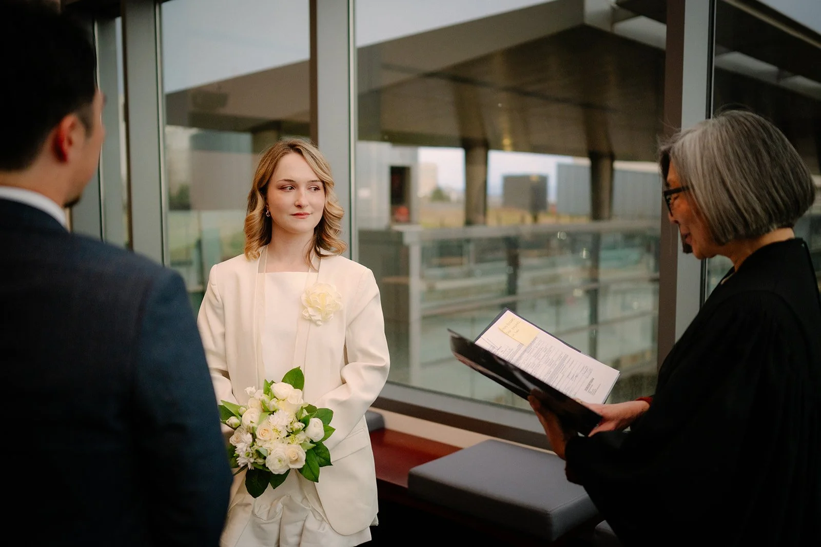 seattle municipal court wedding ceremony with city views