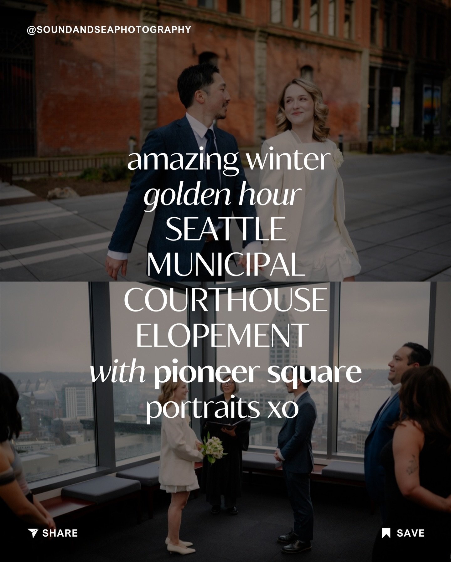 jenna + tomoya kept it simple, stylish, and so them. 🖤 

pioneer square portraits first&hellip;brick walls, quiet alleys, and that moody winter light, and then a short drive to seattle municipal court for their vows surrounded by the skyline and a h