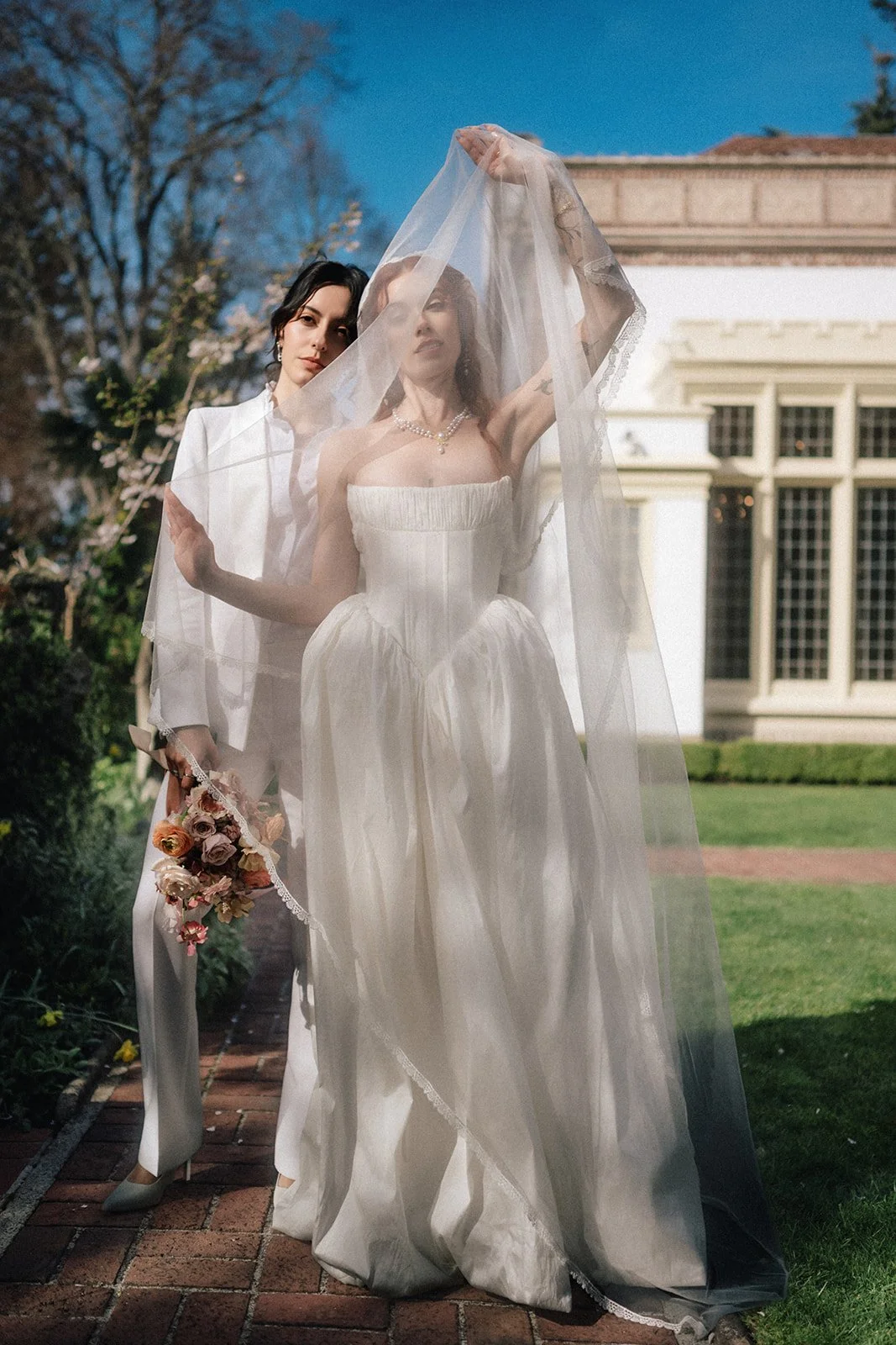 editorial style wedding photography at lairmont manor of a beautiful queer couple