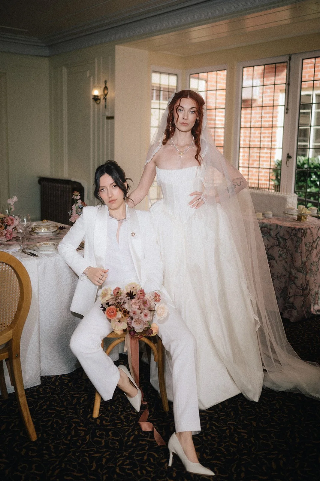 editorial style wedding photography at lairmont manor of a beautiful queer couple