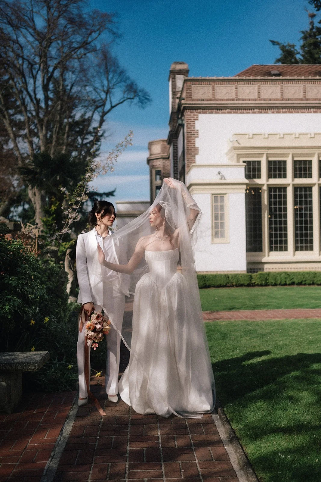 editorial style wedding photography at lairmont manor of a beautiful queer couple