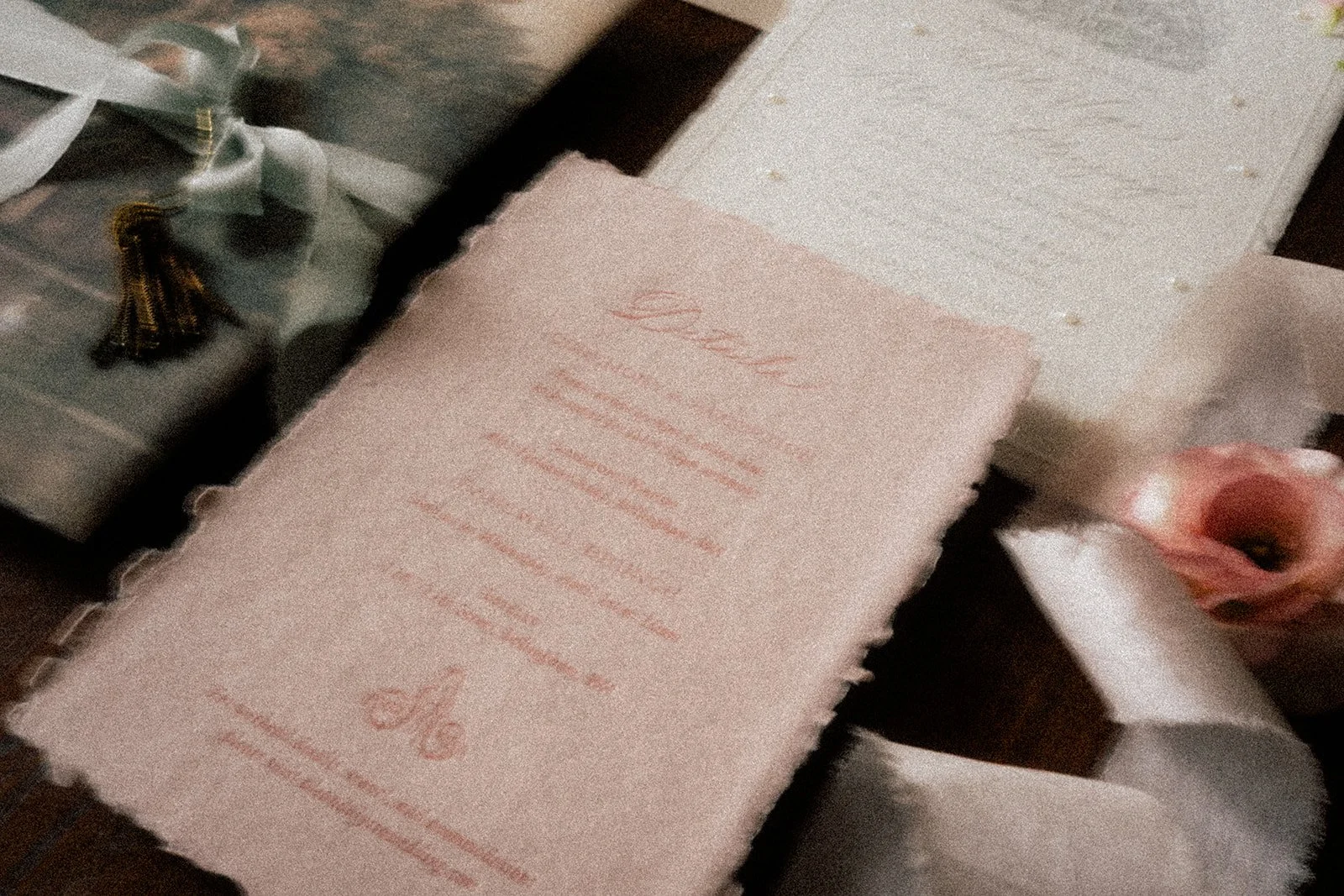 rococo inspired wedding detail flatlay