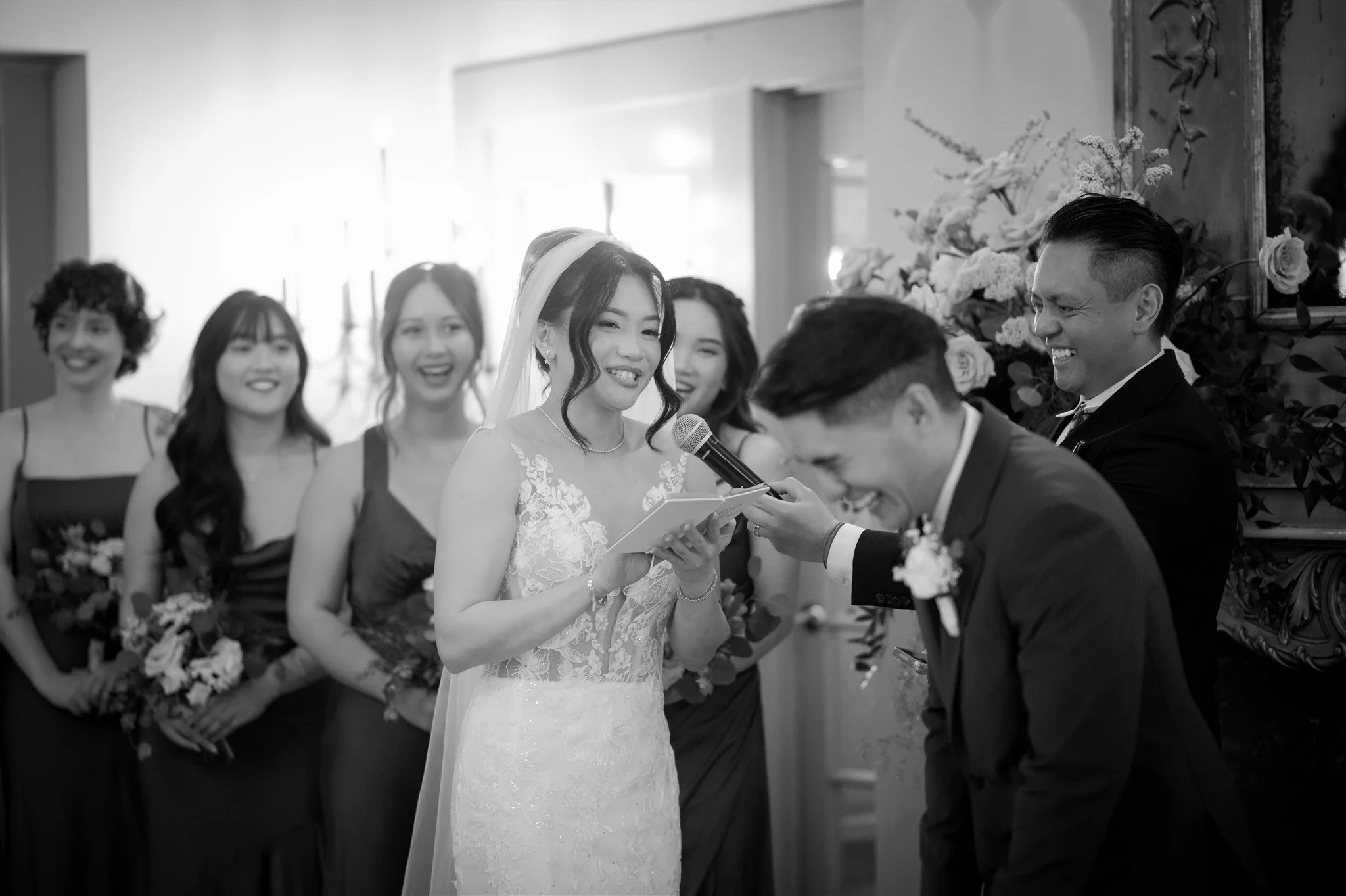 candid wedding ceremony moments at the Ruins in Seattle