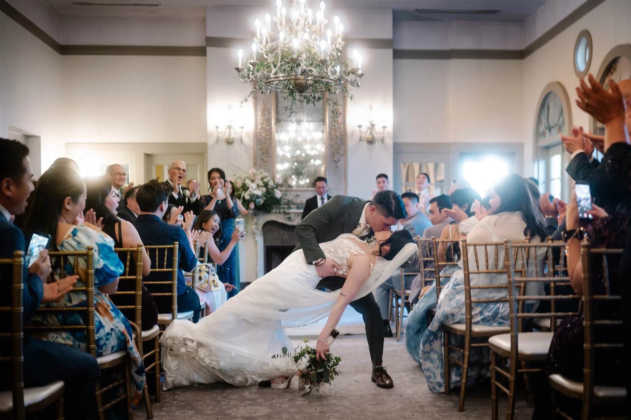 candid wedding ceremony moments at the Ruins in Seattle