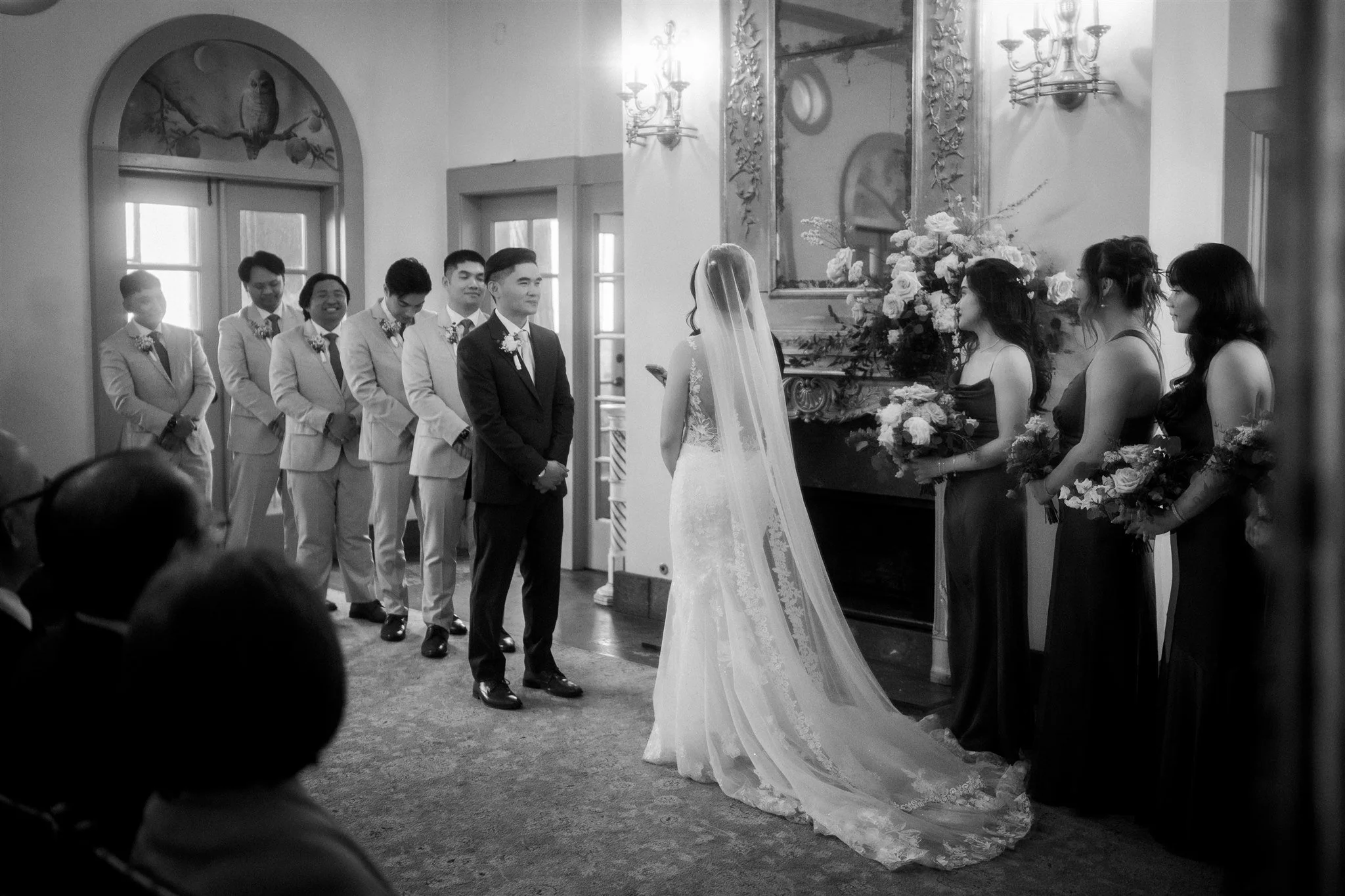 candid wedding ceremony moments at the Ruins in Seattle