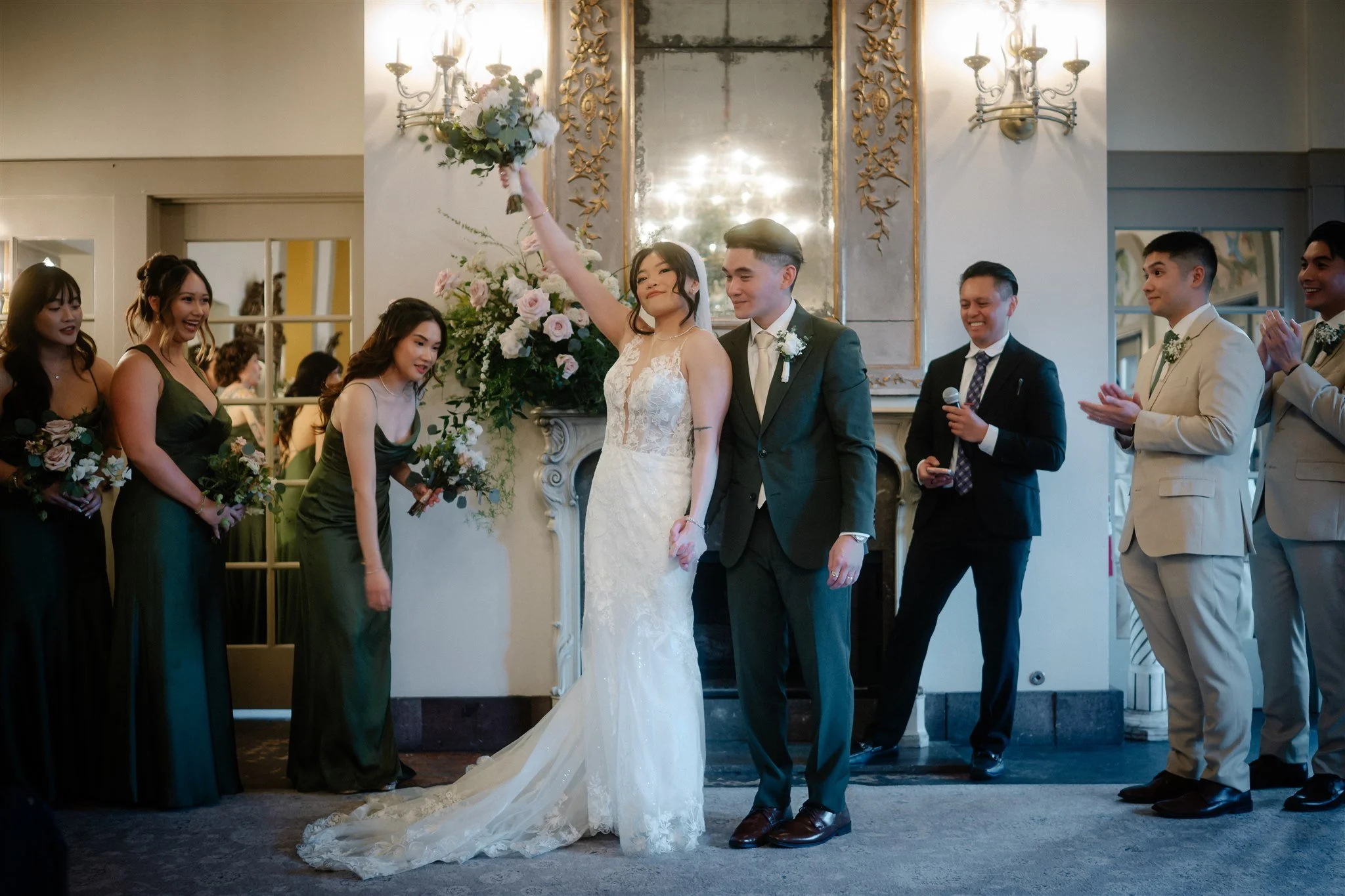 candid wedding ceremony moments at the Ruins in Seattle