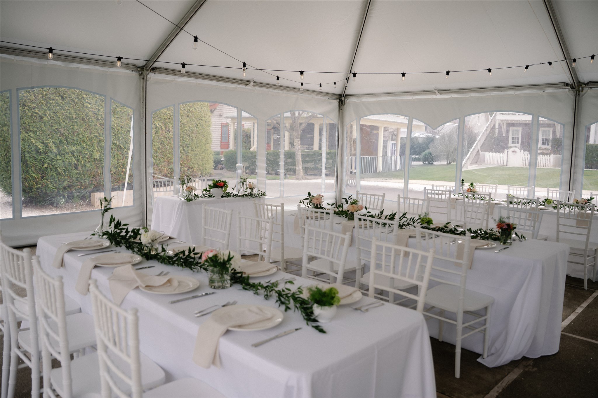 tented wedding reception space at crescent park for a seabrook wa wedding