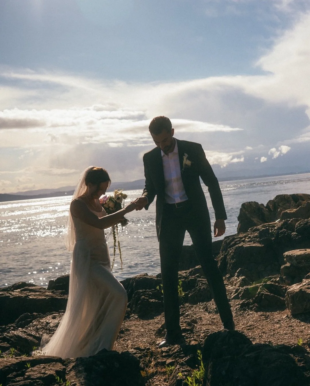 san juan island was in a blue moooood! 

the sky at lime kiln point state park was that deep stormy blue with big dramatic clouds stacking over haro strait while the light stayed bright and electric. as a seattle wedding photographer who shoots all o