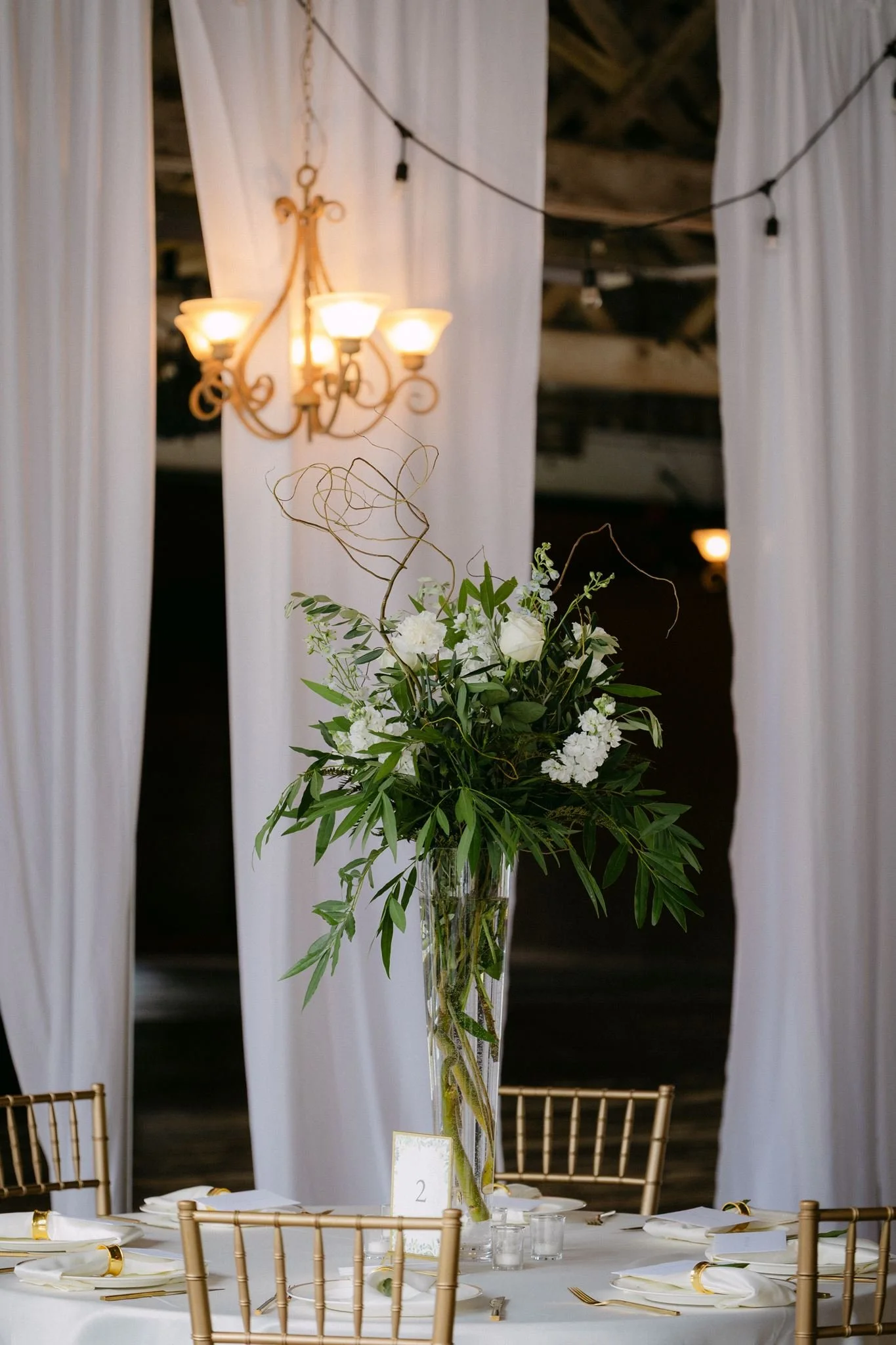 elegant wedding reception set up at carnation farms in washington