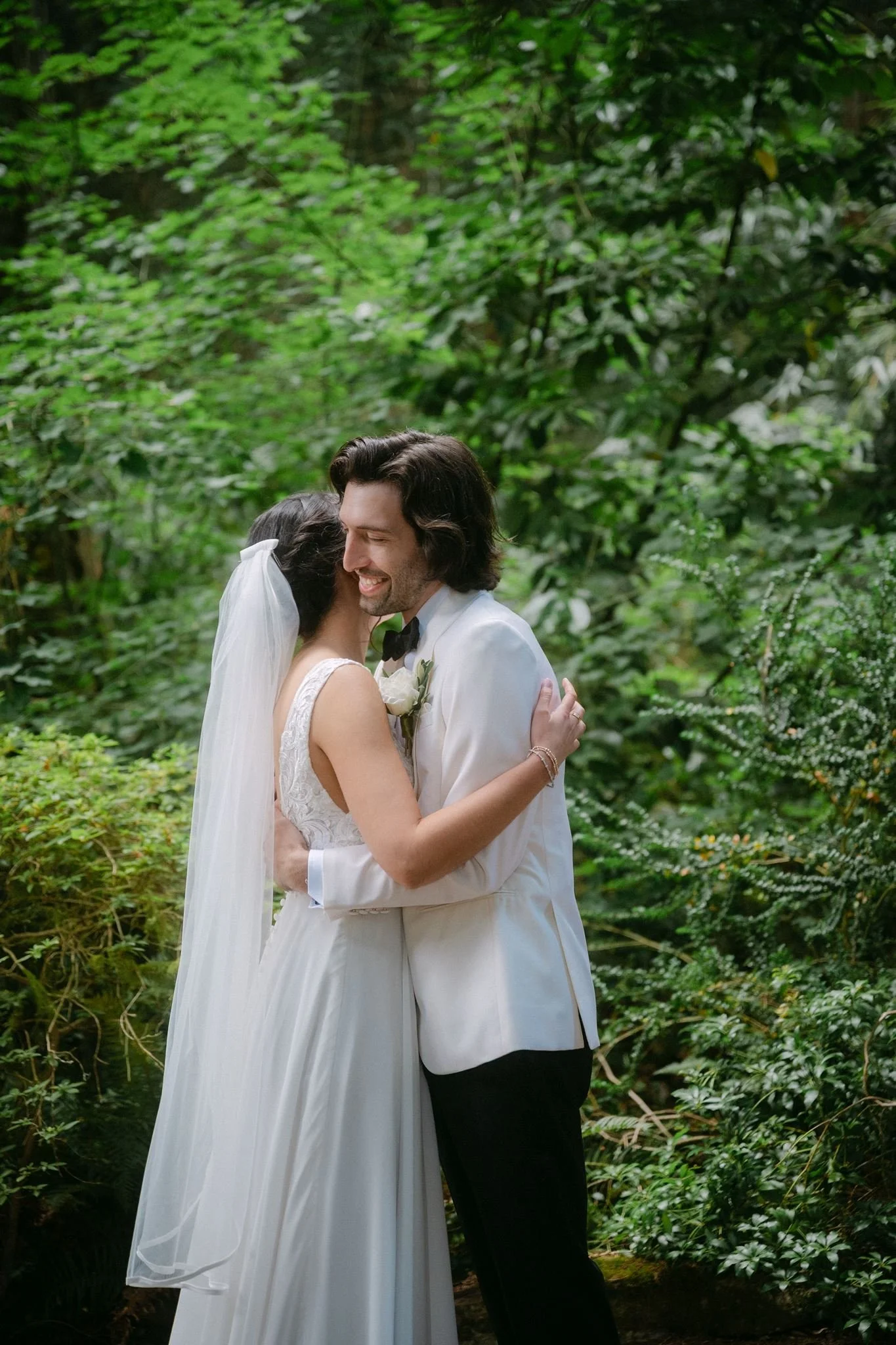 bride and groom first look