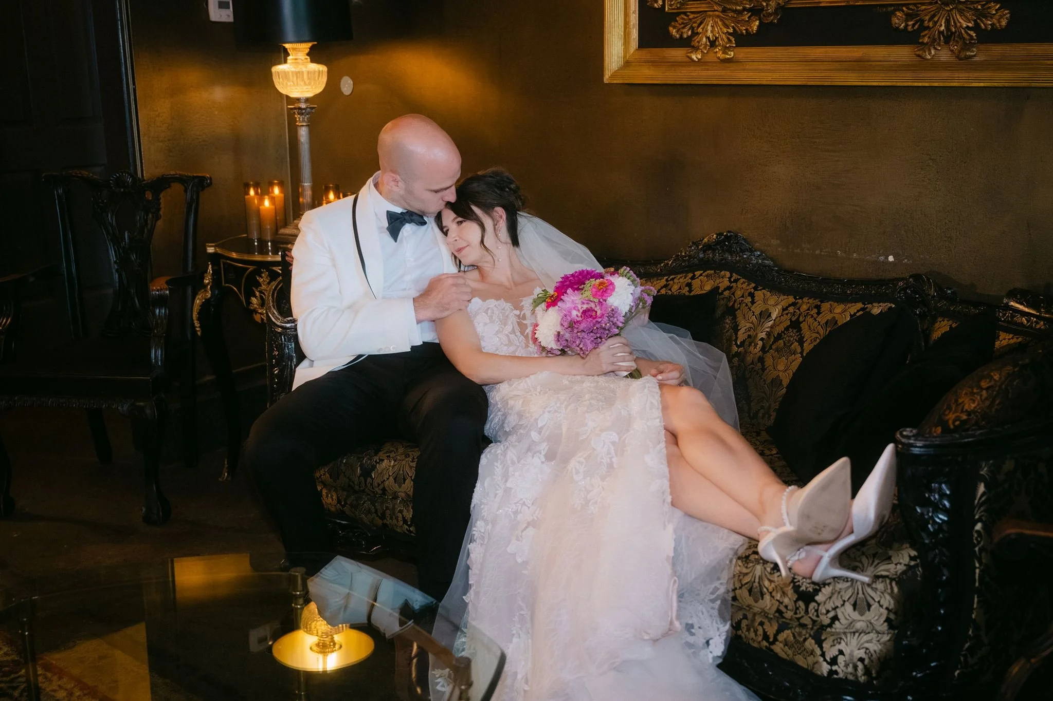 wedding couple at the ruins wedding venue in seattle