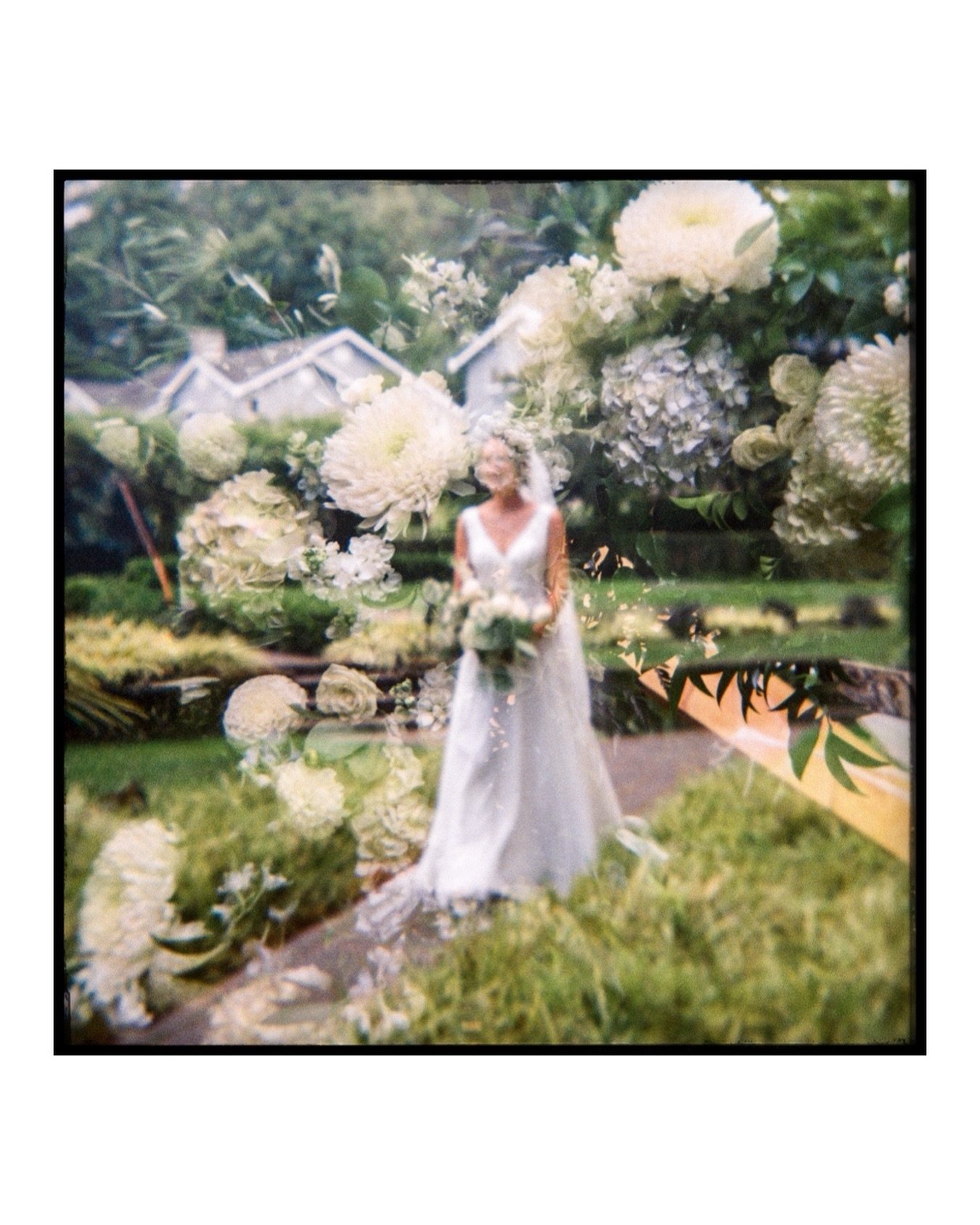 🎞️📷 this is what happens when film magic and florals collide ✨

i captured this double exposure entirely in-camera on 120mm film with my holga, layering my bride walking down the aisle with the lush florals at carnation farms. no editing tricks her