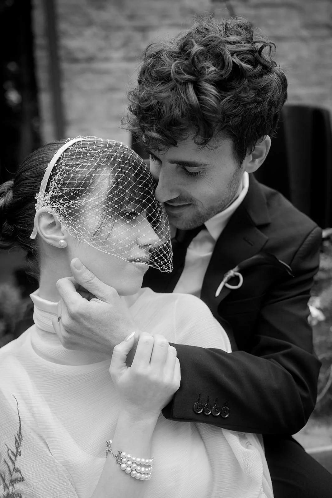 intimate black and white wedding portrait from a seattle wedding photographer