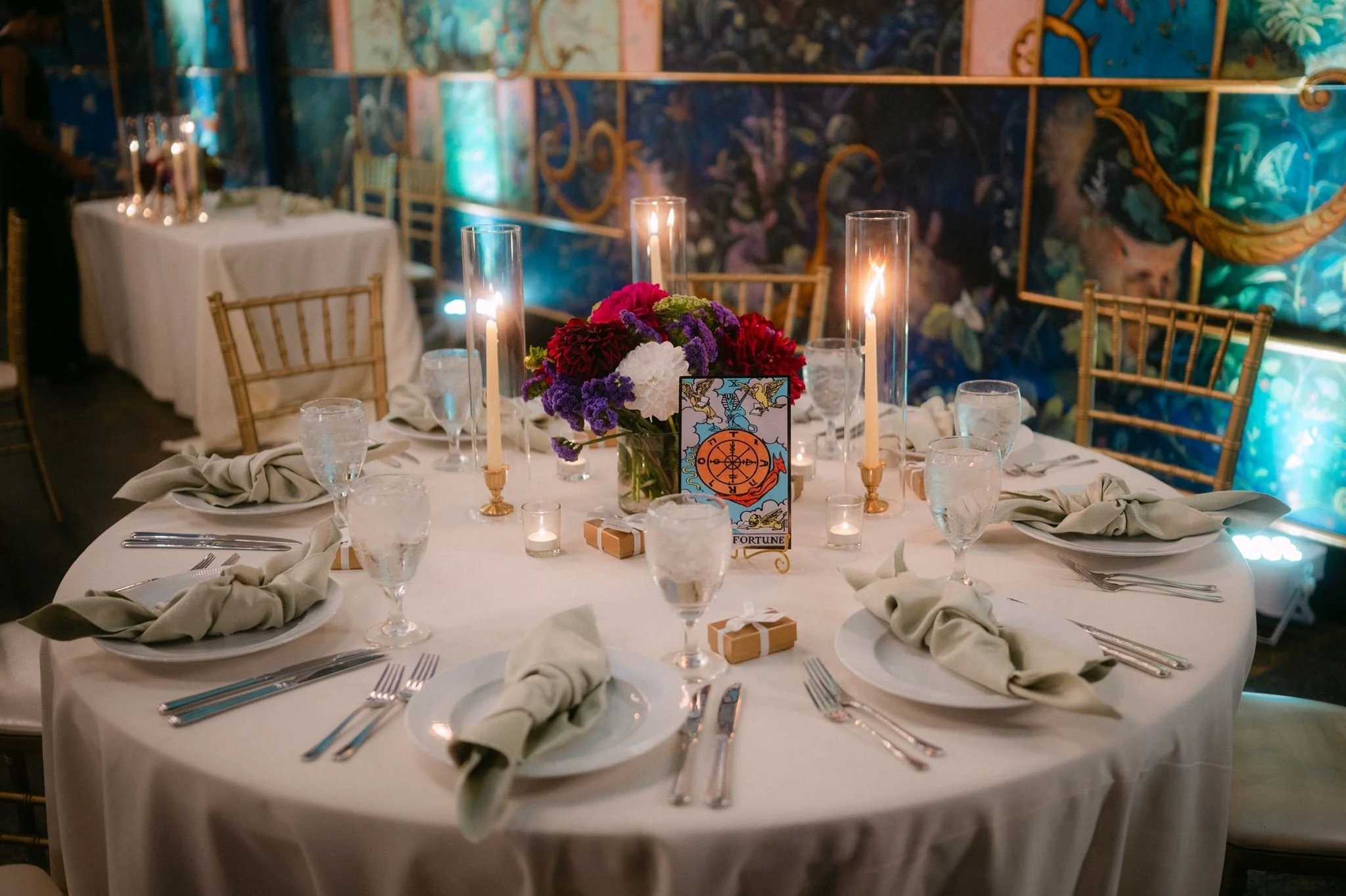 quirky wedding reception decor at the ruins in seattle
