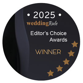 2023 WeddingRule Editor's Choice Awards Winner badge with star design.