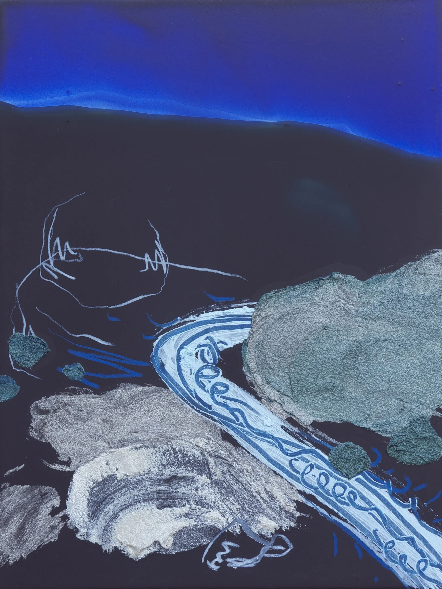 Urethane, Pigment and Oil on Aluminum 9"x12" 2014