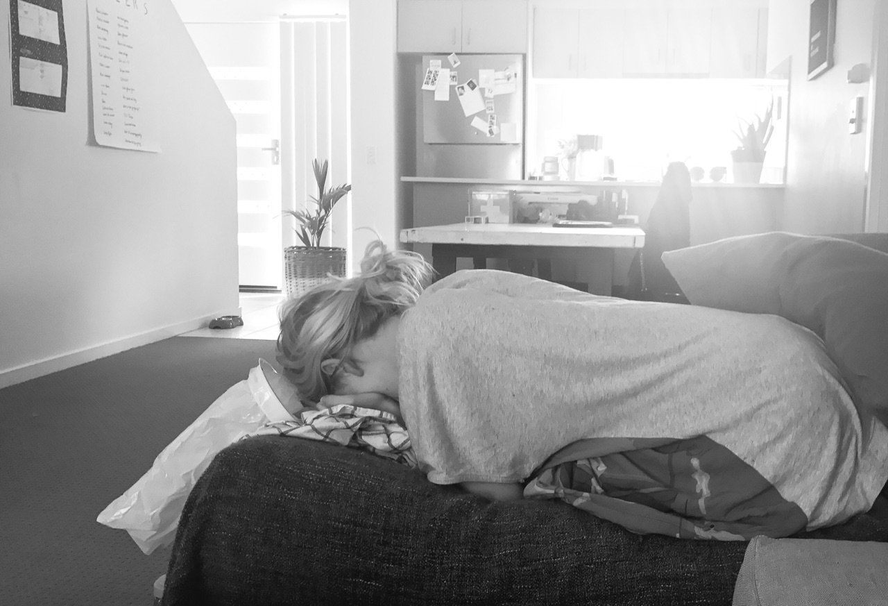 Faye lived with a sick bag in hand most days. By this stage i’d become an expert and learned all her medications, I guess I was hoping they would take the pain away. It was in moments like these that I wished more than anything for the pain to trade places.