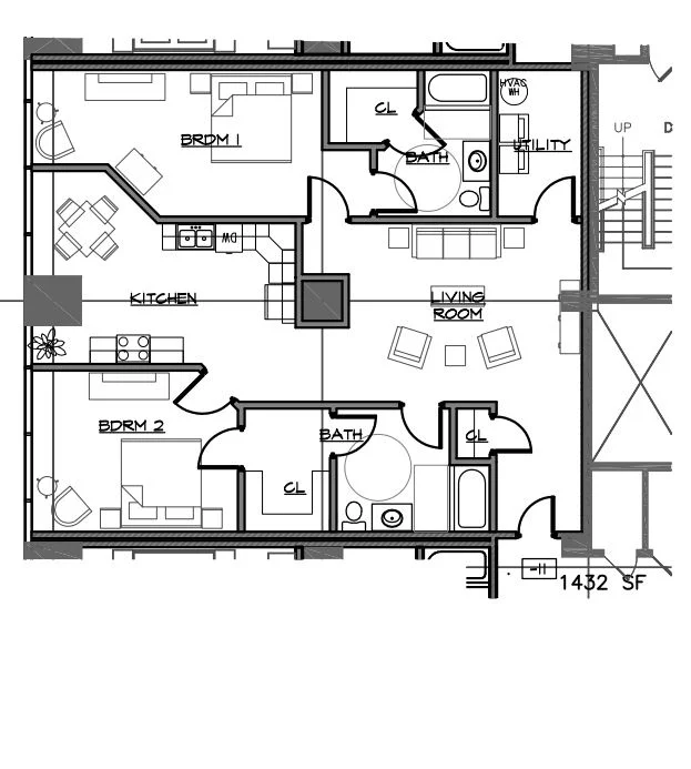 2 Bedroom, 2 Bath, 1,432 sq. ft.