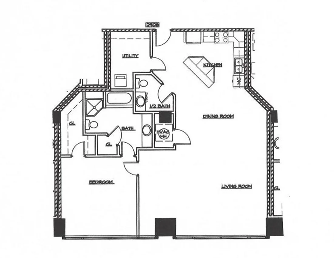 1 Bedroom, 2 Baths, 1,632 sq. ft.