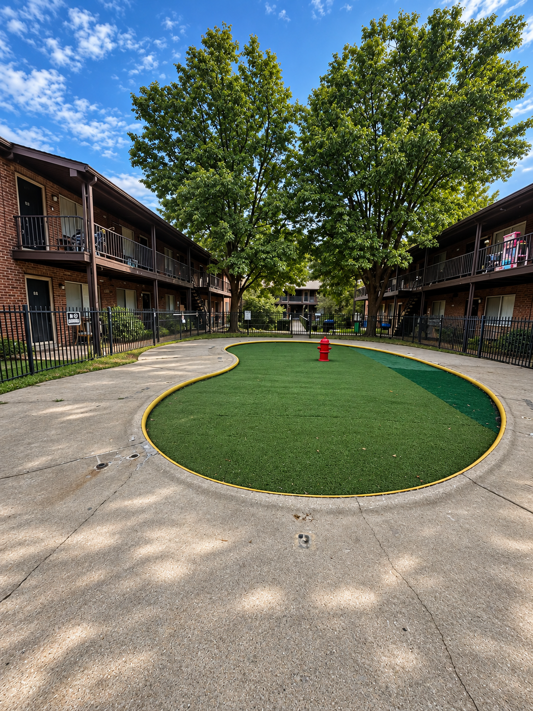 Sunny Courtyard with Red Hydrant.png