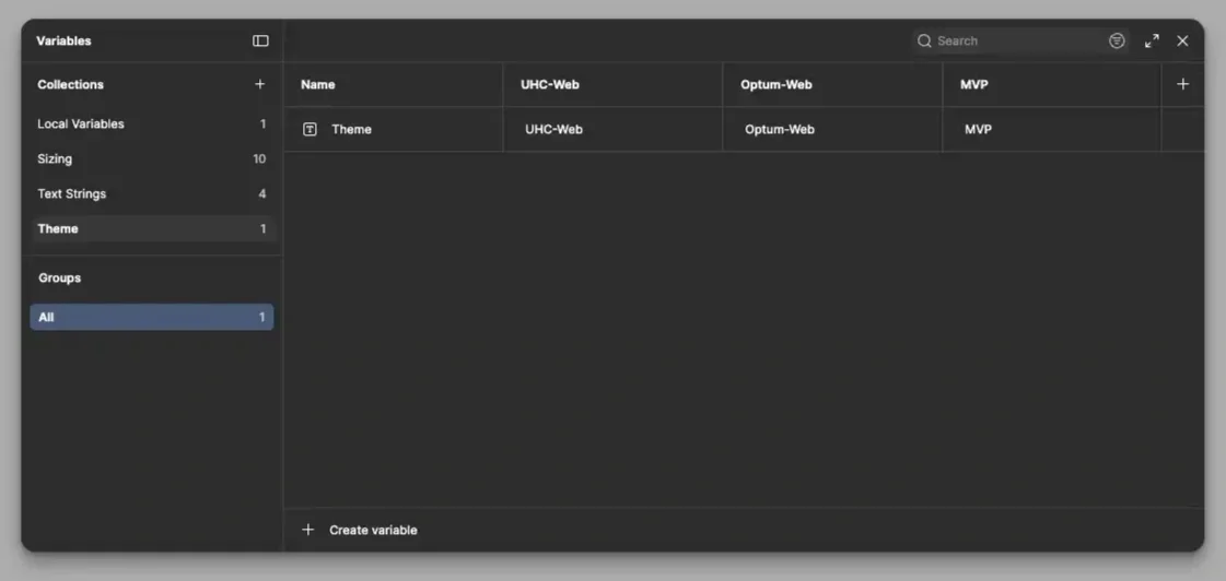Variables modal for theming