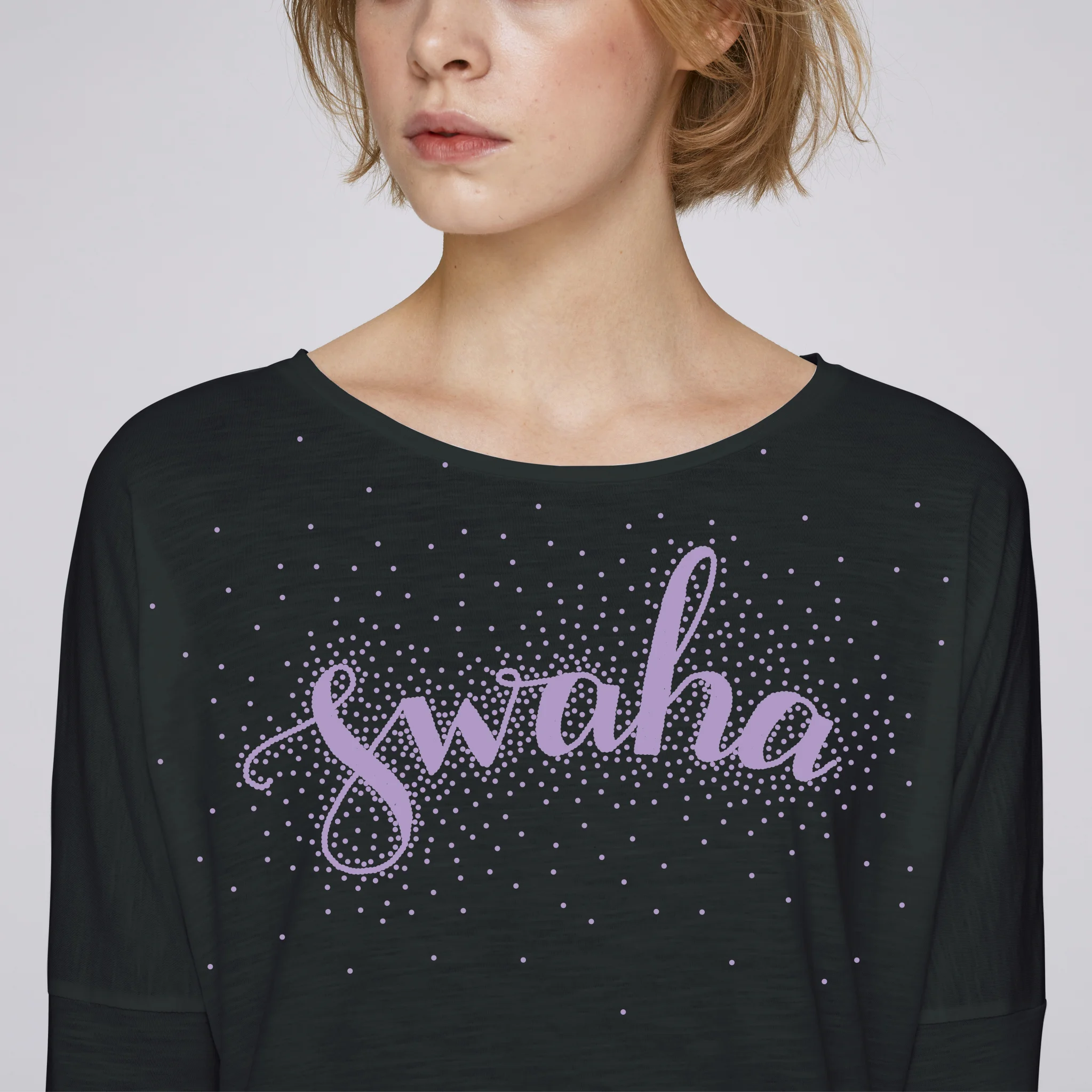 Swaha 3/4 sleeve yoga top mantra yogitown