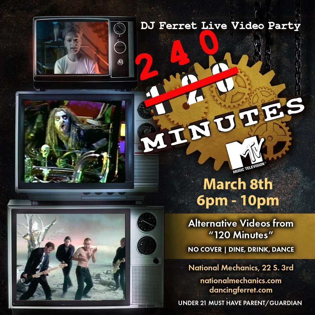 Your Sunday just got a lot more alternative! 📺 🎶 Tonight Sun. March 8th...DJ Ferret brings you 4 hours of iconic alt music &amp; videos that defined an era - mixed live from 6pm-10pm...

It's 240 Minutes, a tribute to MTV's 120 Minutes w/R.E.M., NI