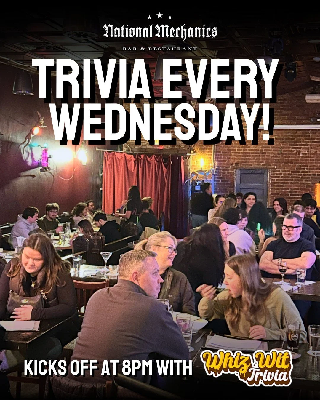 Wednesday glow-up: swap the couch for trivia night 🛋️➡️ 🎉 starts at 8pm w/ @whizwittrivia - come flex those facts, CHEERS! 🧠🍻

Wednesdays | 4 rounds | General trivia | Win NM Gift Cards | FREE to play

P.S...Flyers Game 3 Playoffs 7pm &amp; Phill