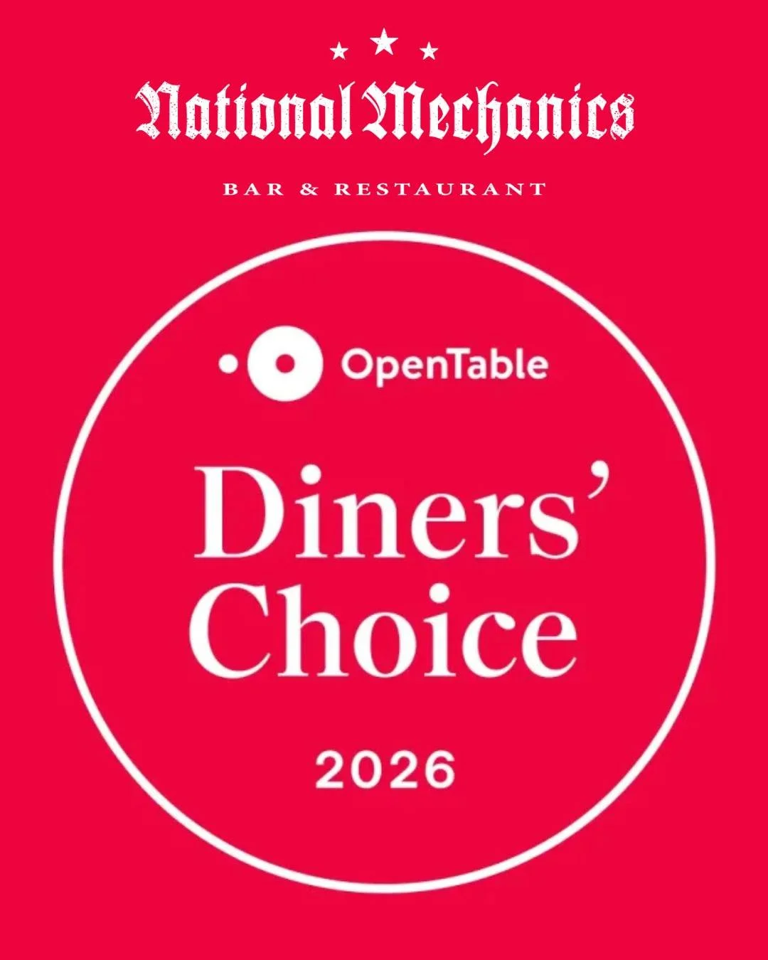 The people have spoken, and apparently they have excellent taste...

Natty Mac's is officially an OpenTable Diners' Choice 2026 Winner - voted by the real critics: YOU - thanks so much! 👏

Haven't been yet? Let's just say we won for a reason... (spo