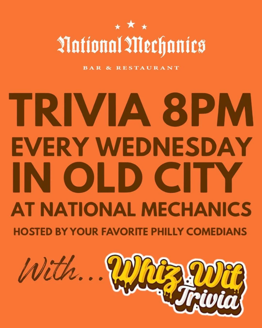 Brains, beers &amp; bragging rights. That's Wednesdays at Natty Macs! 

General trivia powered by @whizwittrivia at 8pm hosted by your favorite Philly comedians...Where random facts, good times, &amp; friendly competition come together... 🍻🧠 

Win 