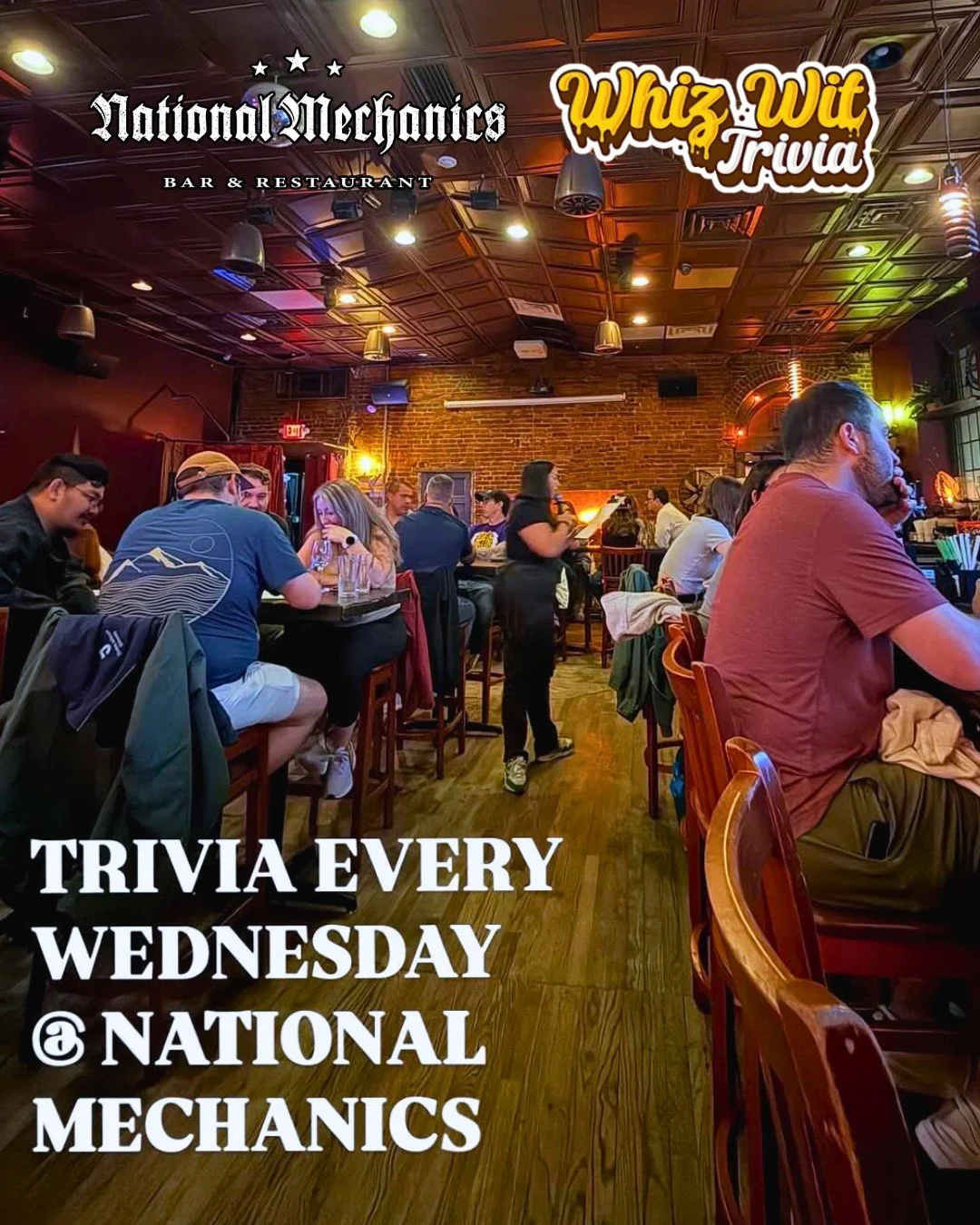 All those years watching Jeopardy, finally paying off! 👏 4 rounds of general trivia tonight at 8pm w/ @whizwittrivia ... 

Assemble your SMARTY squad! 😏🧠 Win NM Gift Cards | FREE to Play - come flex those facts, CHEERS! 🍻🎉
~~~
#NatMechanics #Whi