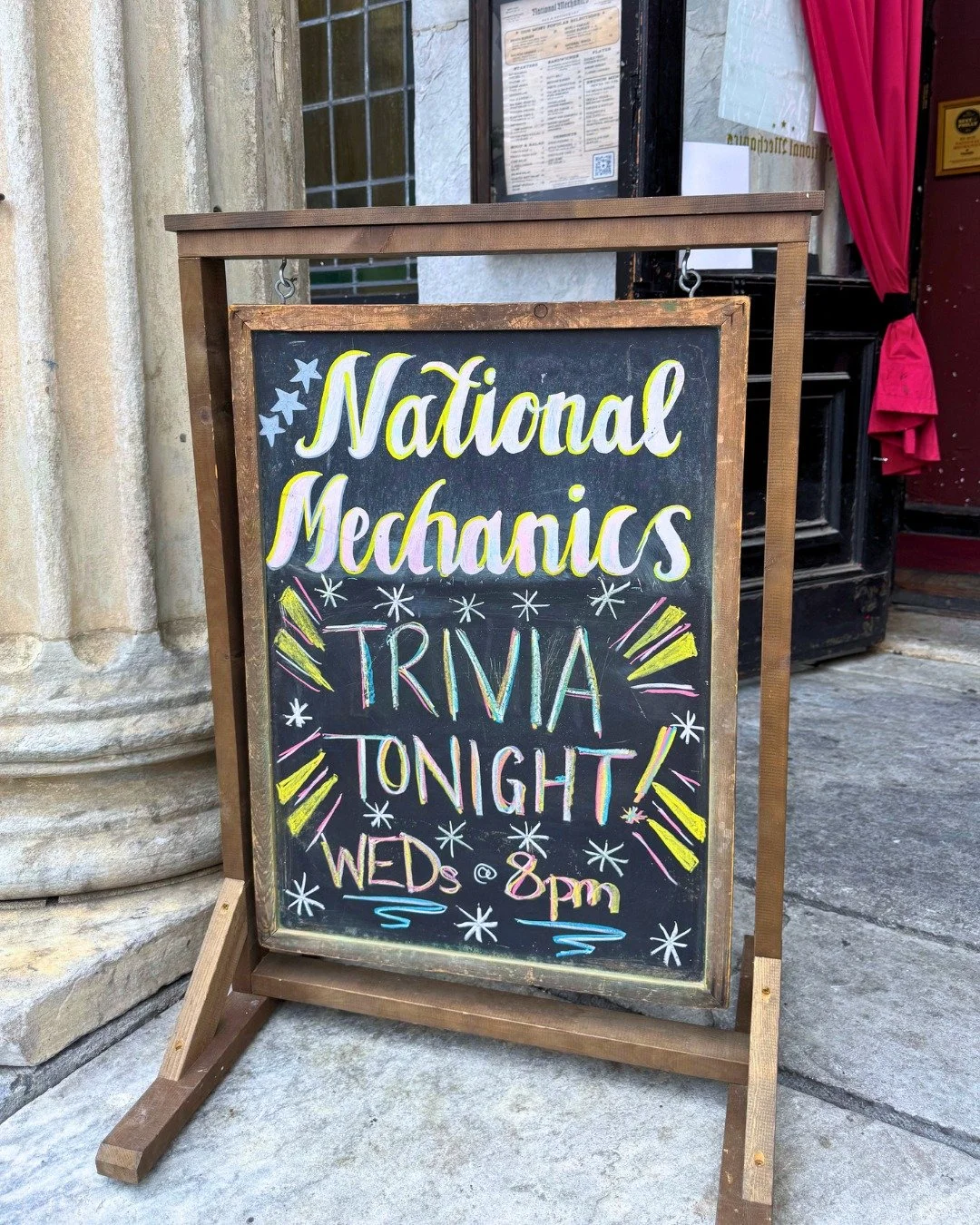 The sign speaks for itself. Trivia. 8pm. With @whizwittrivia 🧠 FREE to play. prizes to win. your team vs everyone else's. LET'S PLAY! 🎉
~~~
#NatMechanics #WhizWitTrivia #PubTrivia #LocalTrivia #PhillyTrivia