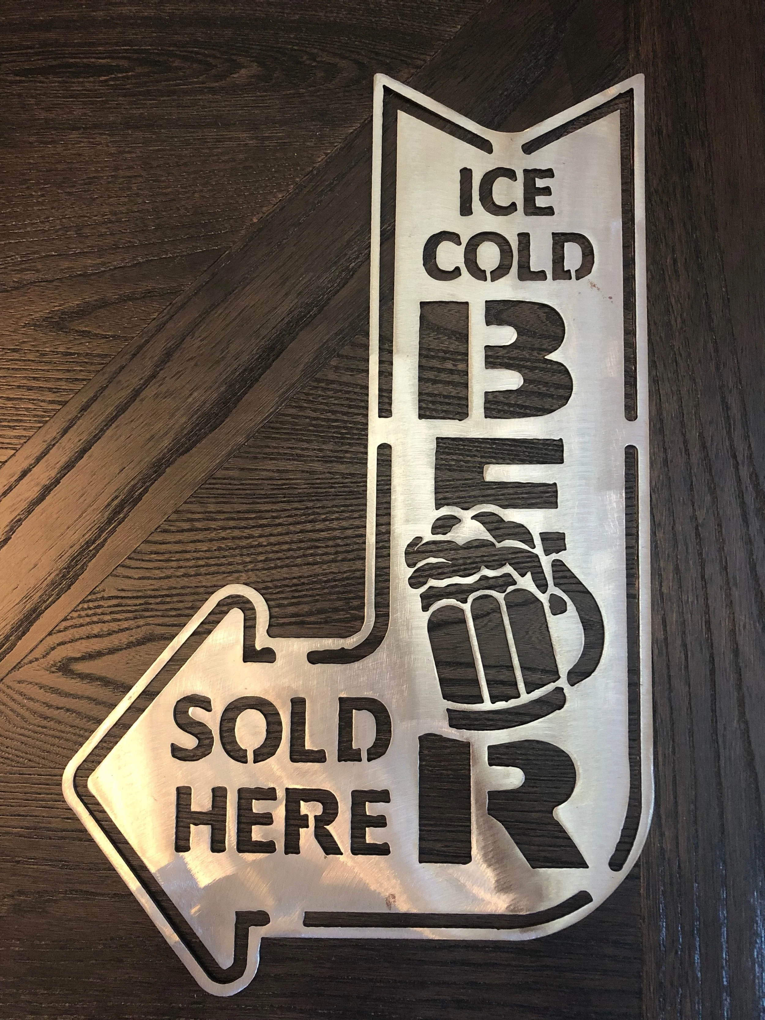 "Ice Cold Beer Sold Here" Metal Sign