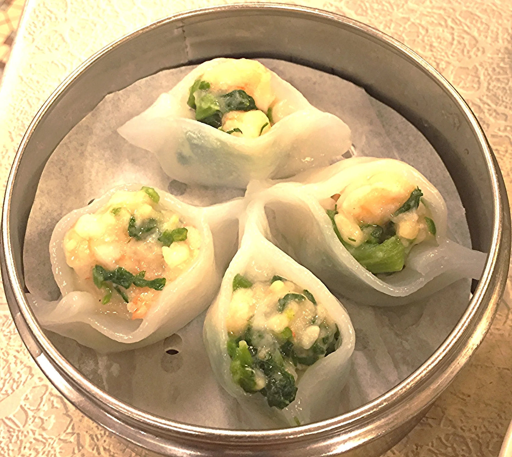 - Shrimp and watercress dumpling - Little bursting pouches of shrimp and watercress. My kids had to order their own steamer. Mom wasn't going to share.