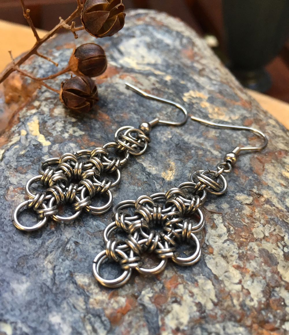  Orbital and Diamond Chainmaille Earrings