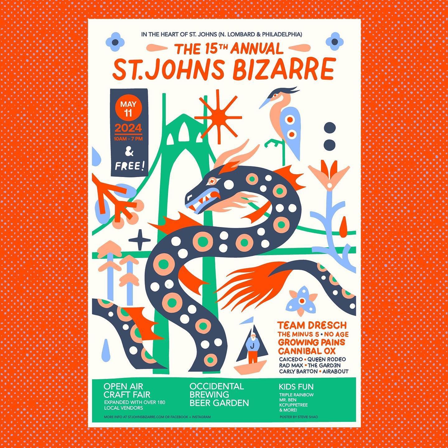 Come see me at St. johns Bizarre tomorrow! I am so excited to be returning this event for a second year. It was so much fun last year and it looks like tomorrow's weather is going to be perfect! This event includes local artists, music, food and acti