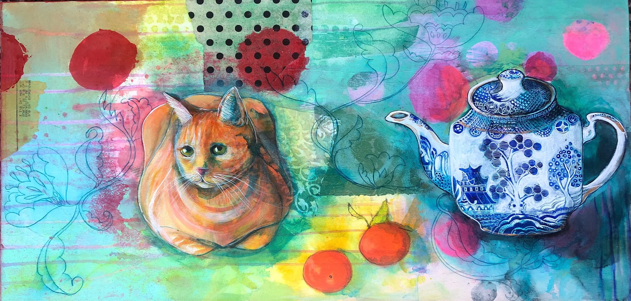 Maria Pace-Wynters, Orange Pekoe, 14″x28″, Mixed media painting on canvas