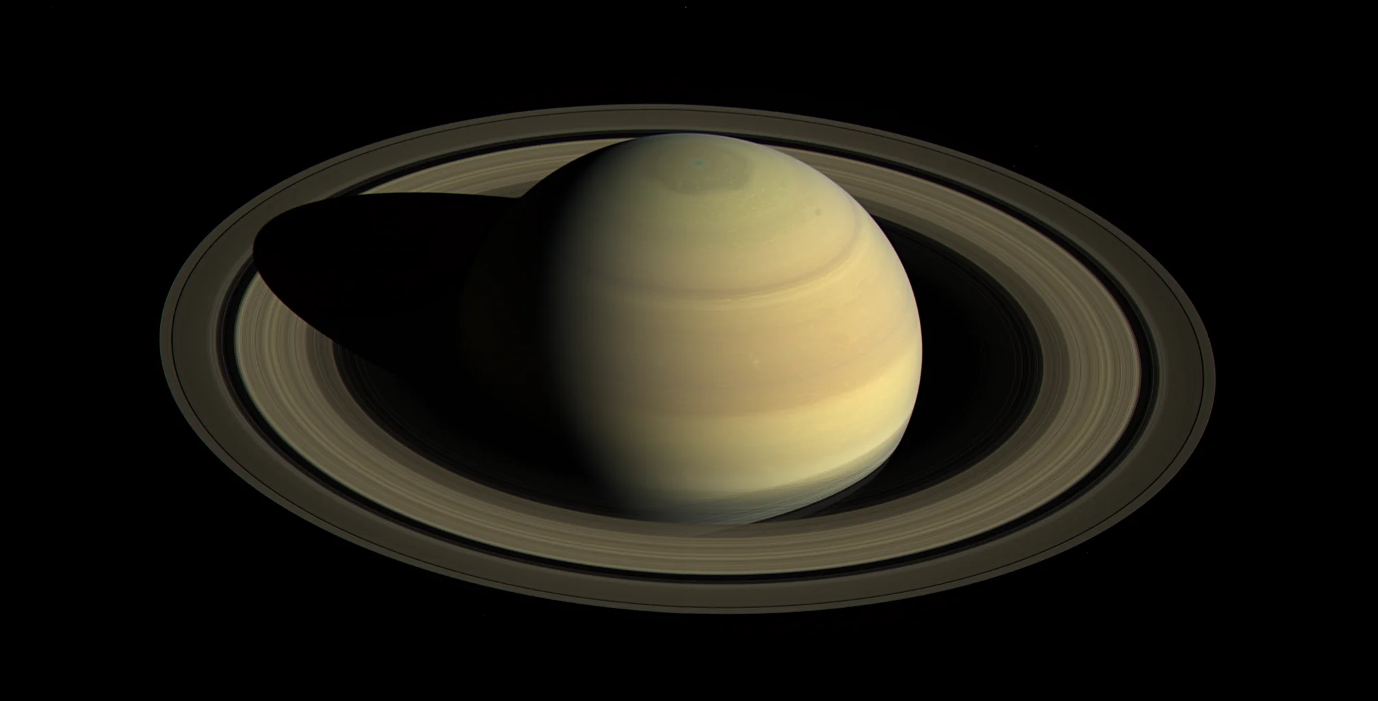 An image of Saturn and its rings, obtained by the Cassini space probe. NASA/JPL