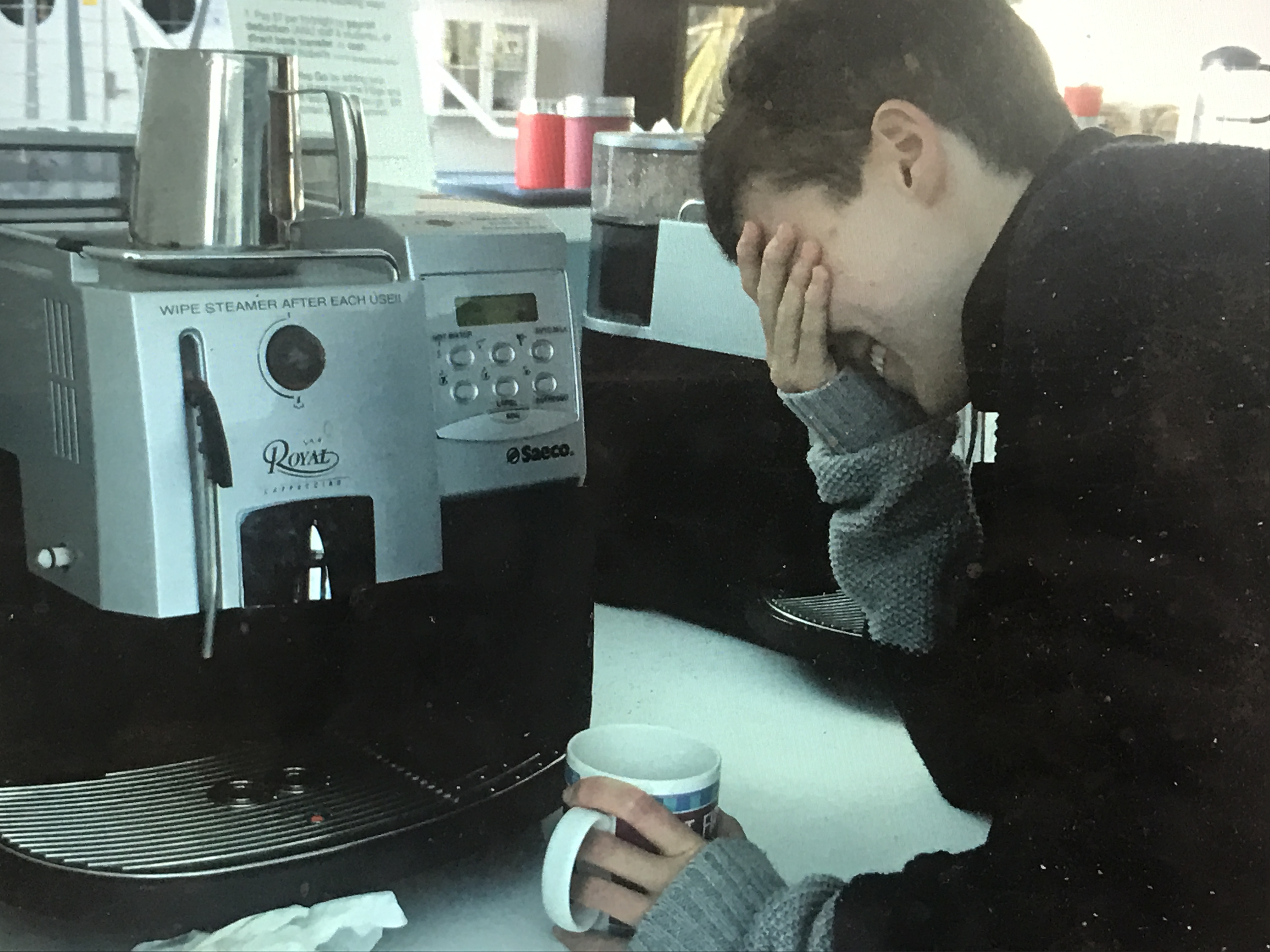 Henry Zovaro forgets to catch his coffee in his mug, invoking a true scientific paradox: "what do I need to do if I need coffee to figure out how to get my coffee?"