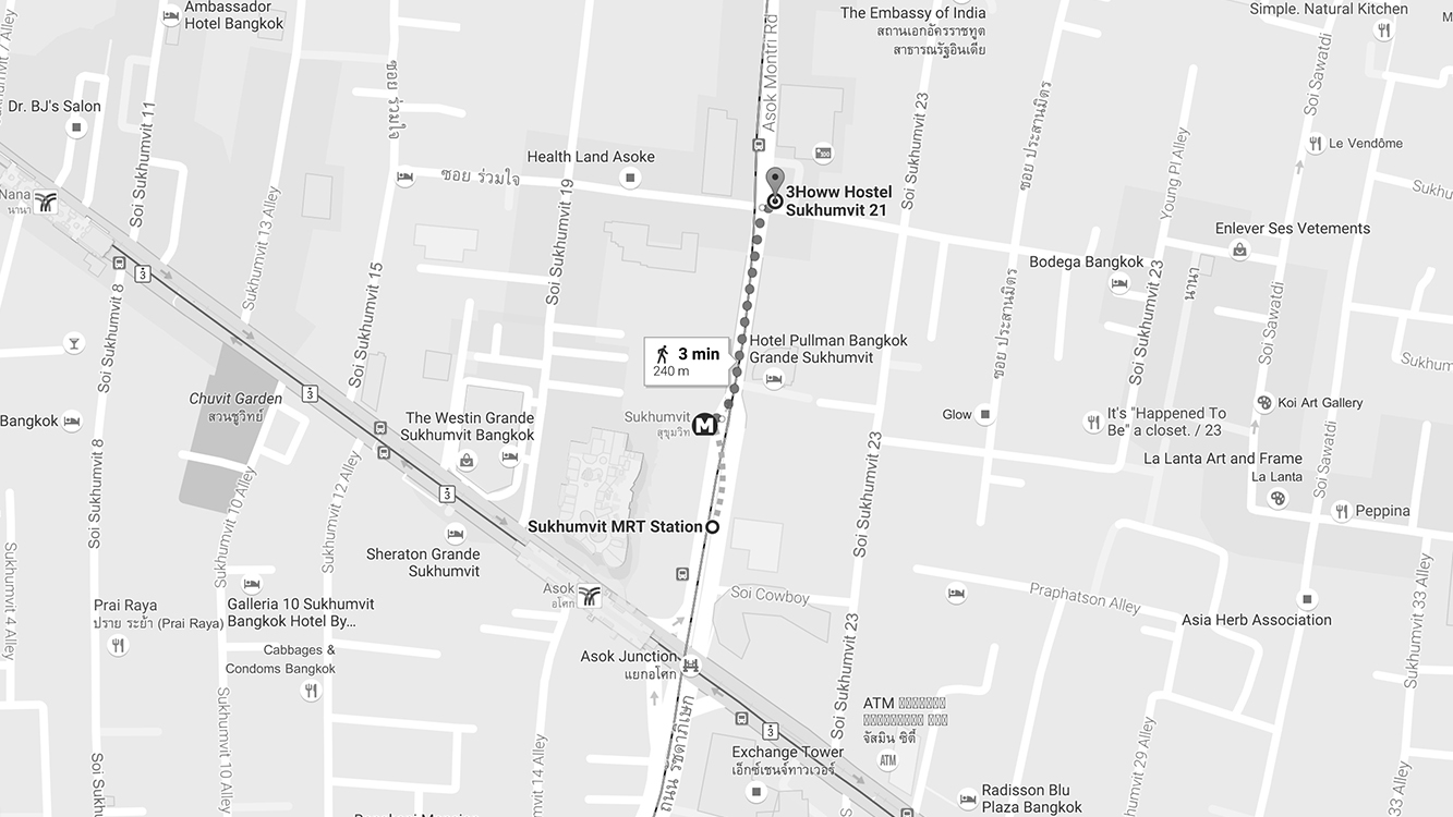 Địa chỉ: 32/9 Soi Sukhumvit 21, Bangkok Giá: 400baht/người/đêm cho giường tầng, 1500baht/đêm cho phòng đôi