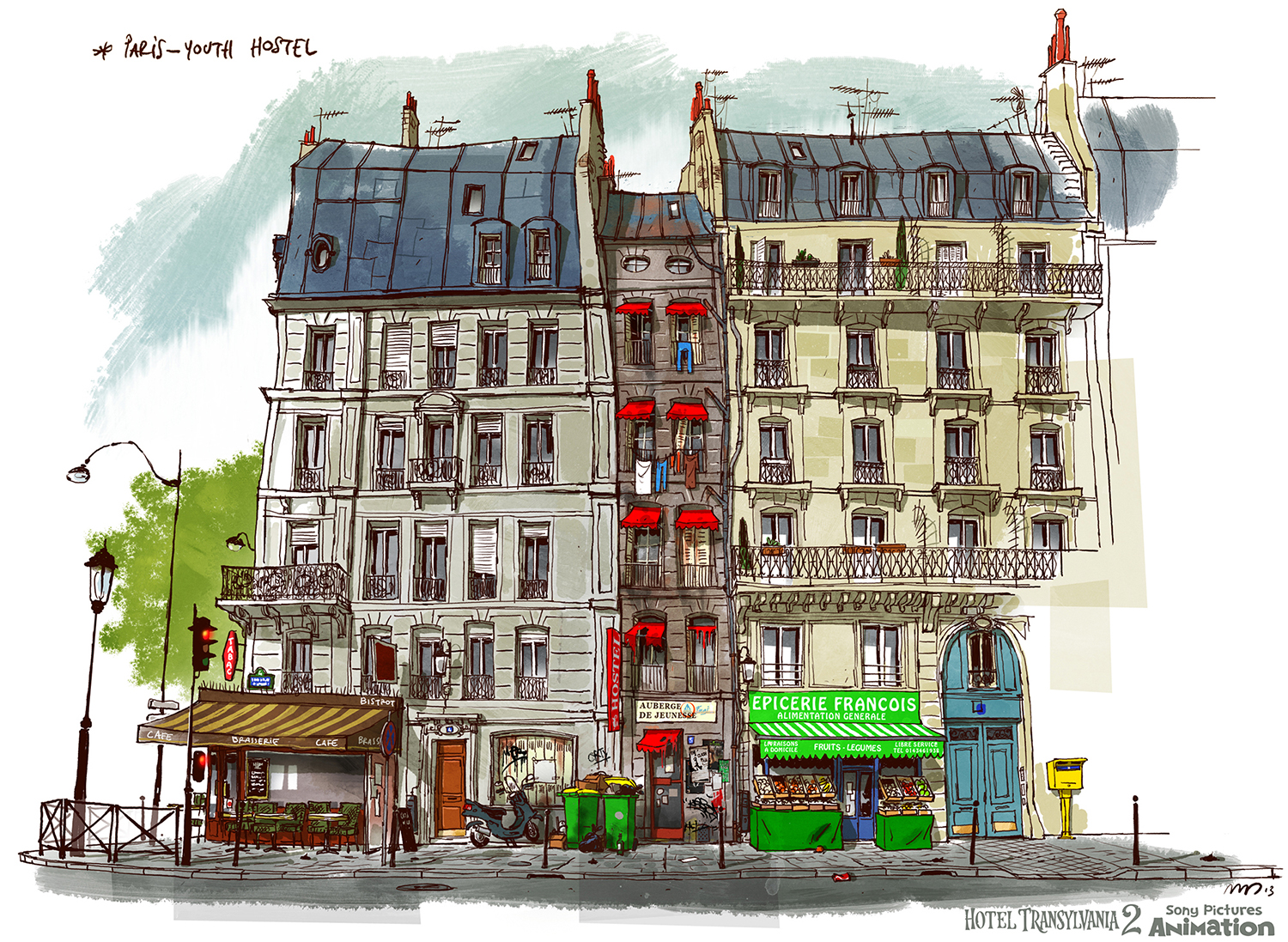 During their Paris trip, Jonathan intended to take Mavis to a shabby youth hostel that he stayed at when he was a teenager. Unfortunately, while it must have been a nice & cheap option for a student, it wouldn't fit with the idea of a Parisian romantic date. The sequence was also cut in the final film.