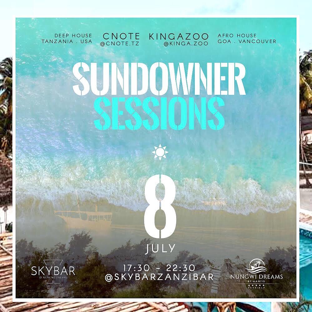 Zanzibar!! Dropping those sundowner treats at @skybarzanzibar , and going B2B the homie @cnote.tz . Swing through for the rooftop festivities!

8th July
5:30pm -11:30pm
@skybarzanzibar @nungwi.dreams 

#zanzibar #housemusic #sundowner #beachvibes #za