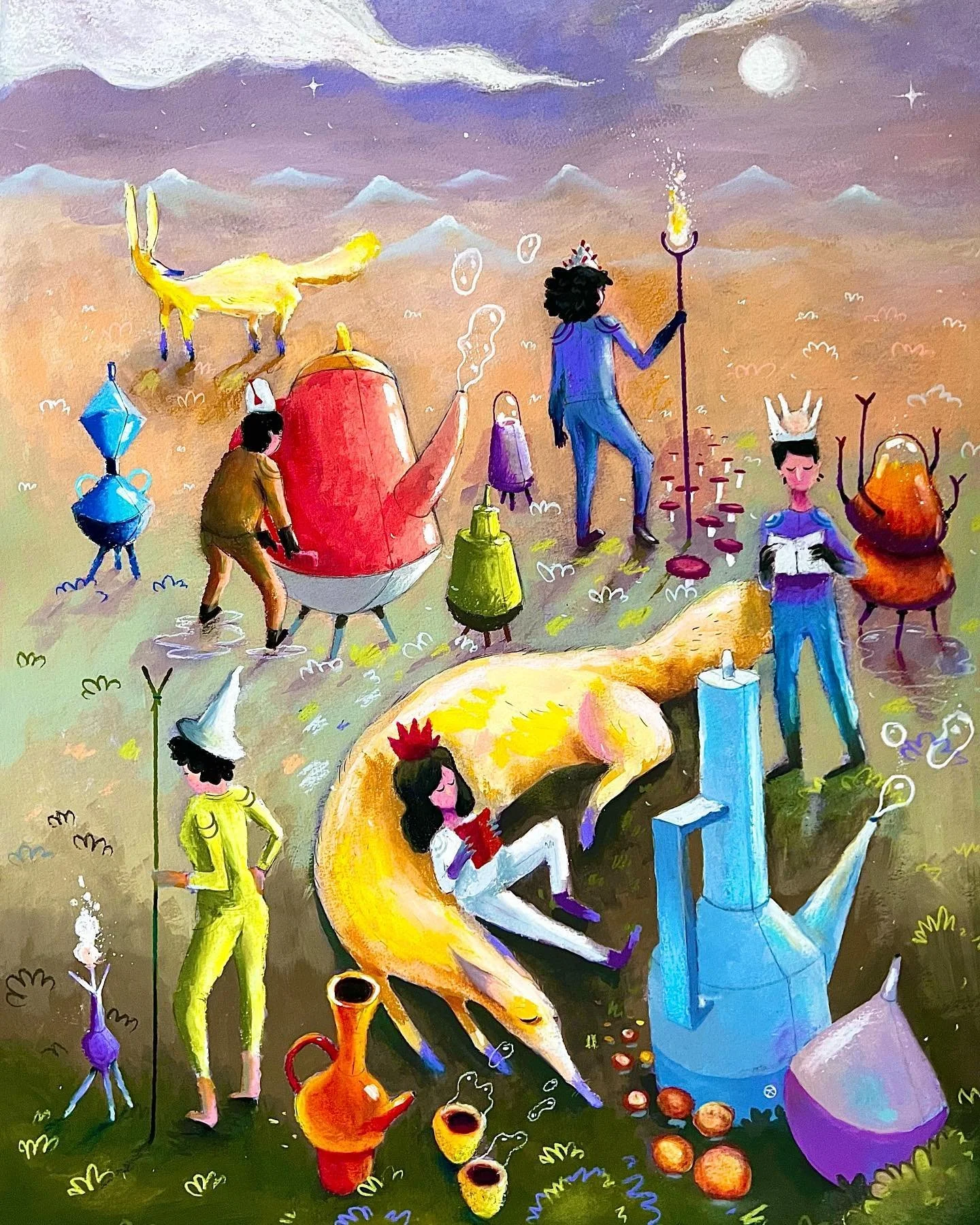 Base camp. Mixed media on paper.