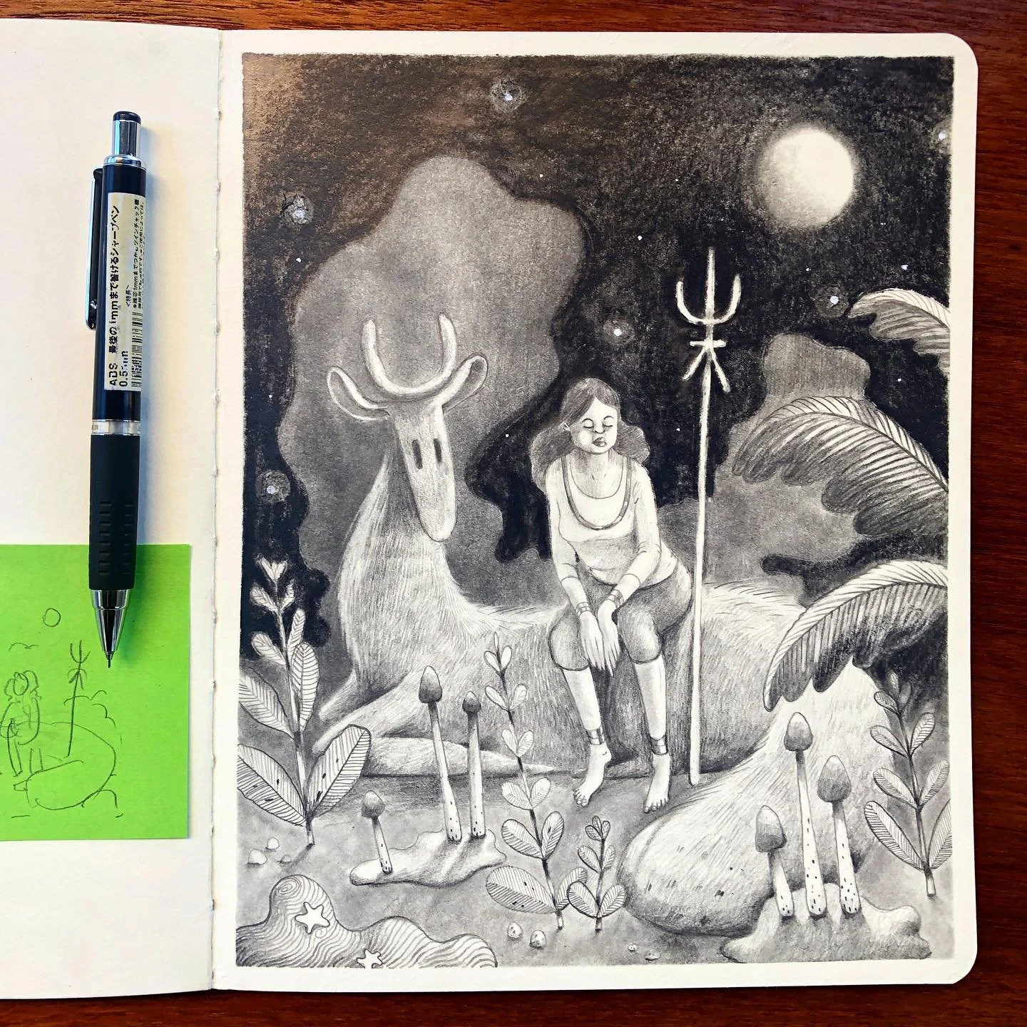 A brief pause before the long walk. Graphite on paper #socfeature #illustratoroninstagram #alltheillustrations #sketchbook #graphite