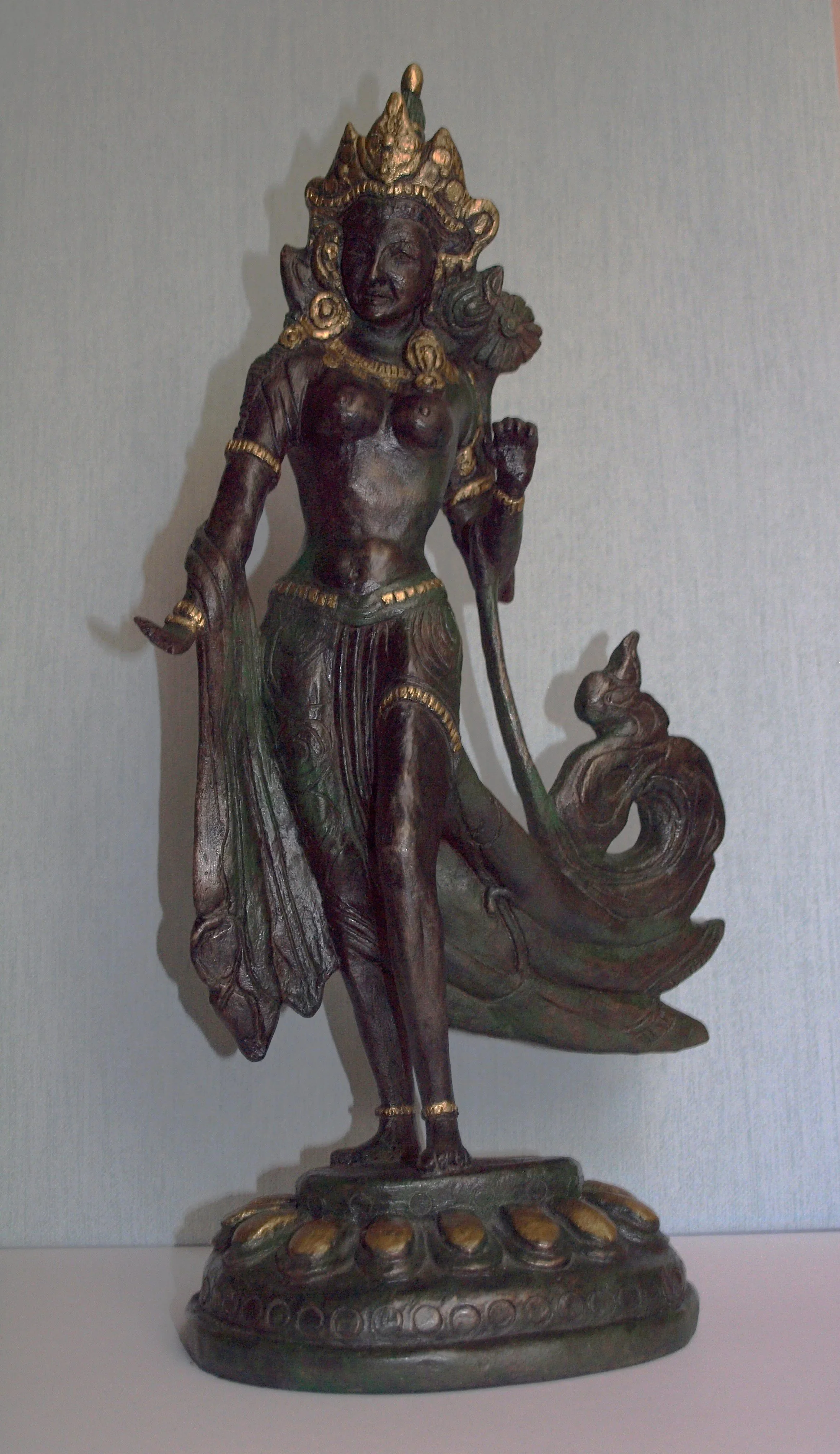 Commissioned, Buddhist Mother Figure Green Tara cast in bronze resin