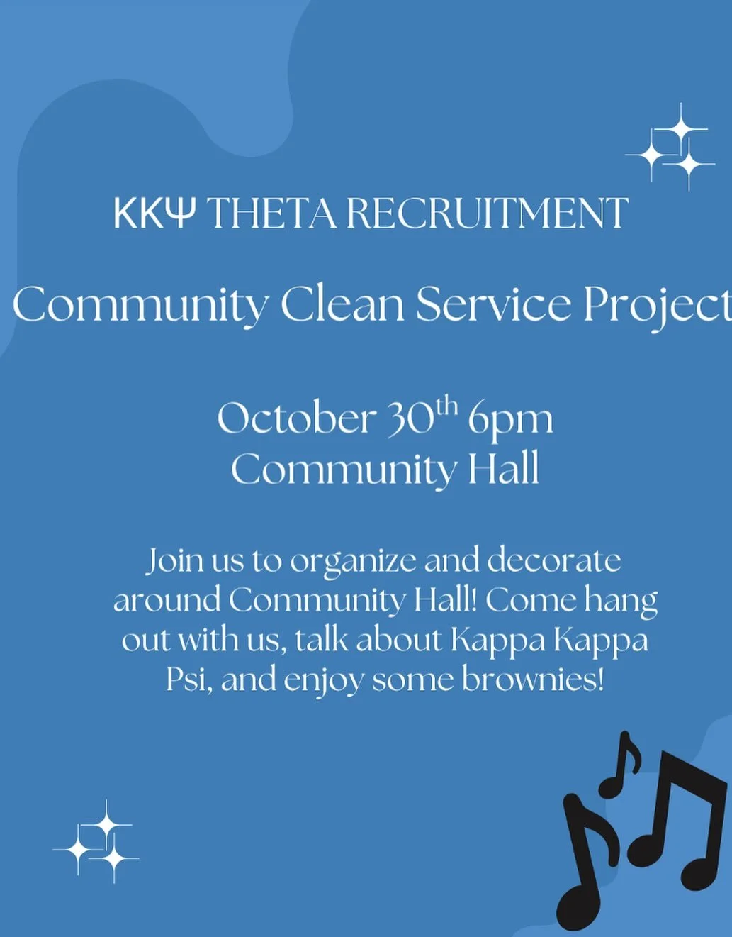 Join us this Thursday at Community Hall for our Community Clean event! We will be working on some sorting and organizing as well as decorating the sidewalks around Community. Come hang out with us and enjoy some brownies as we work!