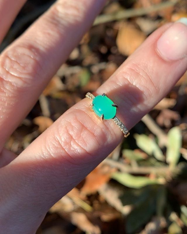 There&rsquo;s nothing like the glow of really nice chrysoprase! Today is the final day I will be having a 15% off sale for the year!! #chrysoprase #finejewelry #maryjohn #maryjohnventre
